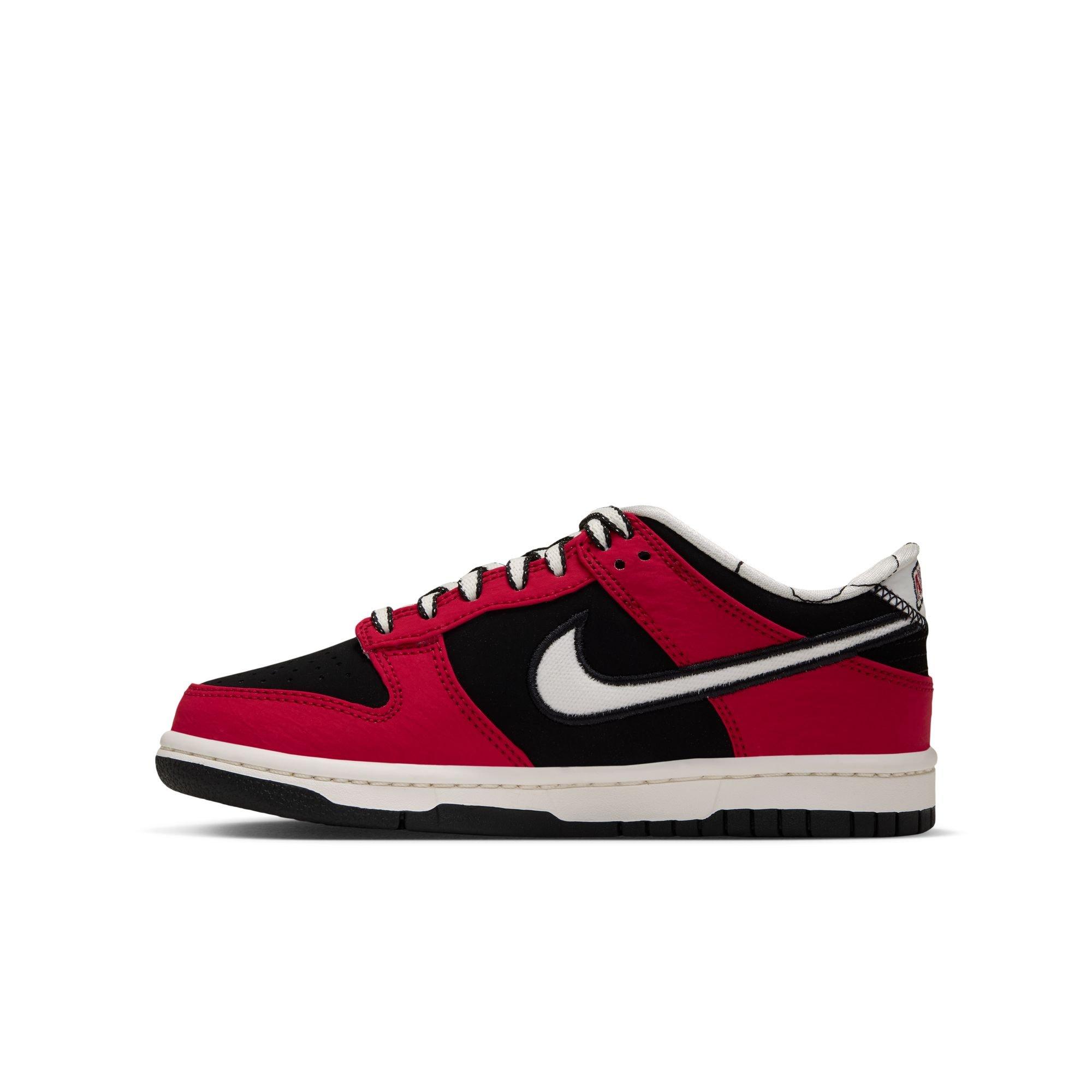 Nike Dunk Low LV8 "Black/Sail/University Red" Grade School Boys' Shoe - RED/BLACK/WHITE