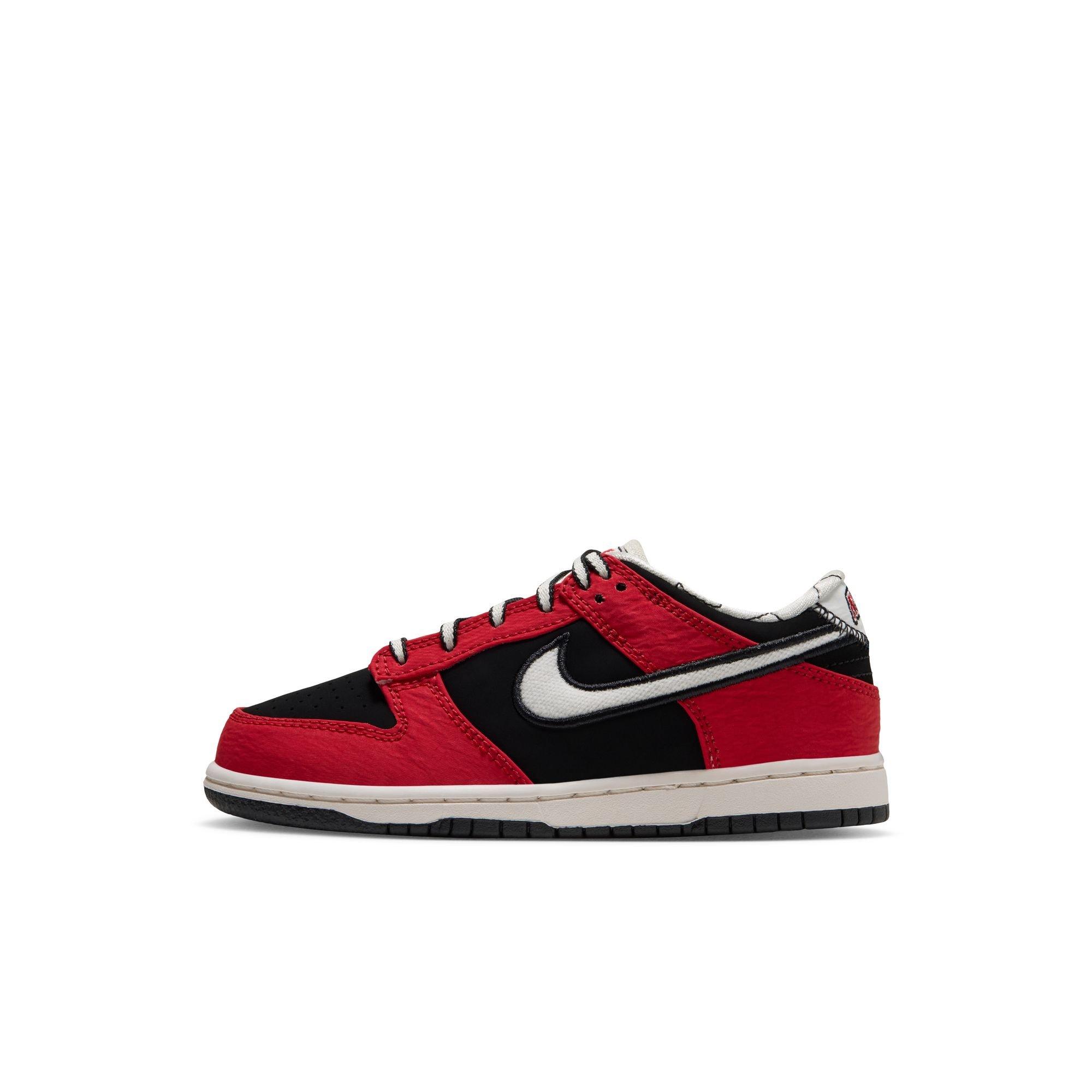 Nike Dunk Low LV8 "Black/Sail/University Red" Preschool Boys' Shoe - RED/BLACK/WHITE