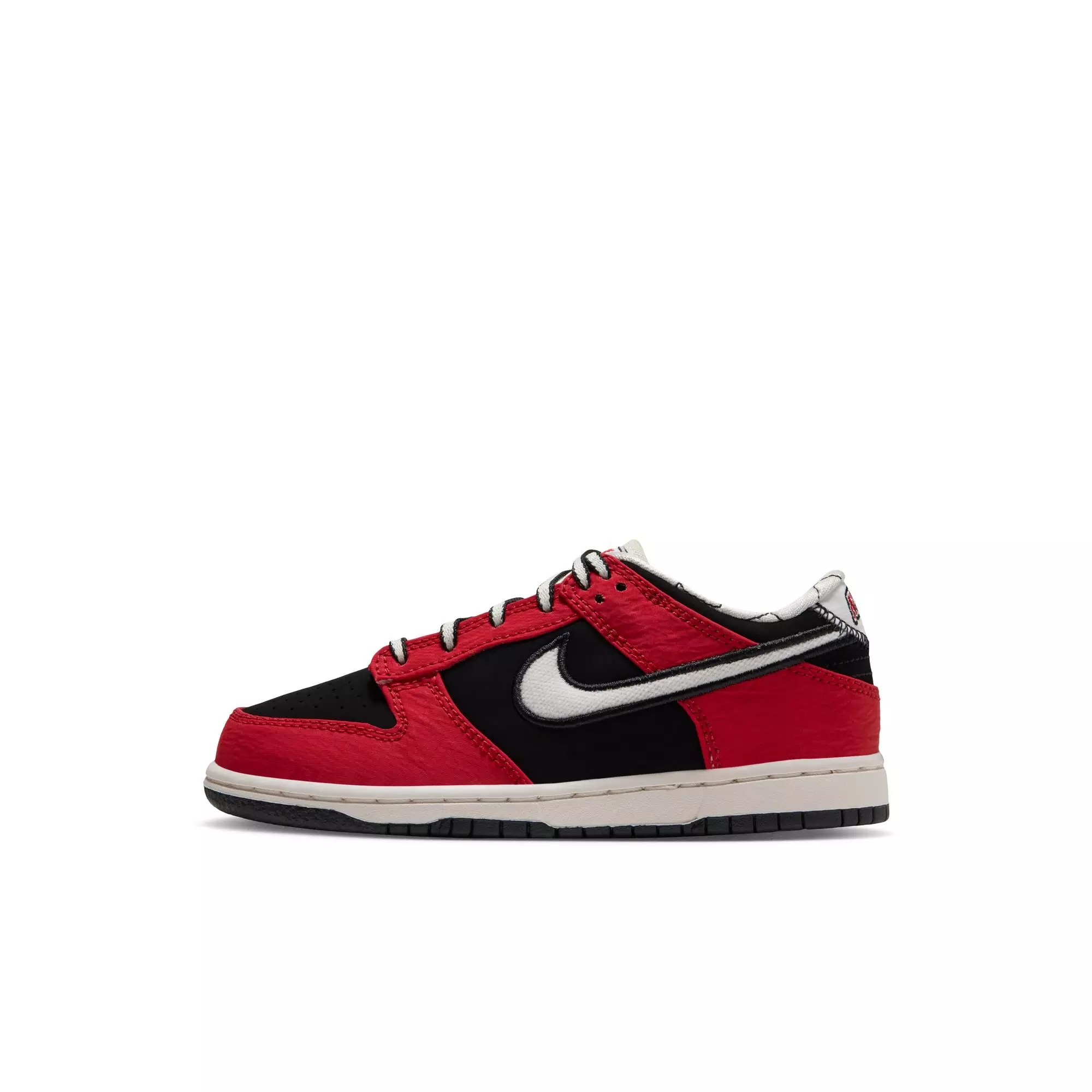 Nike Dunk Low LV8 "Black/Sail/University Red" Preschool Boys' Shoe - RED/BLACK/WHITE