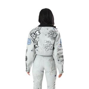 FA26 SCRIBBLE TWILL BARN JACKET - GREY/BLUE