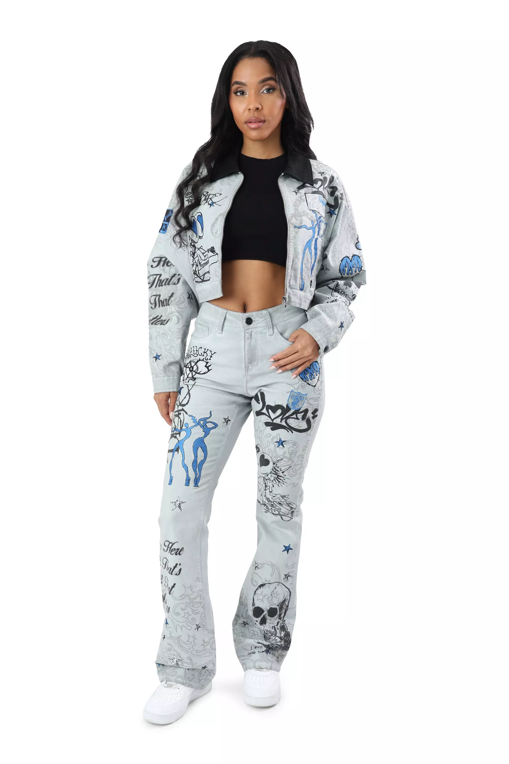 FA26 SCRIBBLE TWILL BARN JACKET - GREY/BLUE