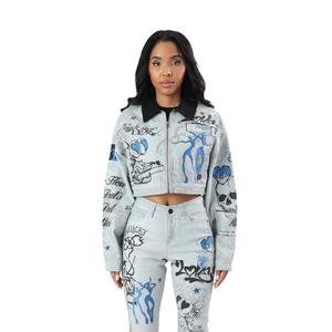 FA26 SCRIBBLE TWILL BARN JACKET - GREY/BLUE
