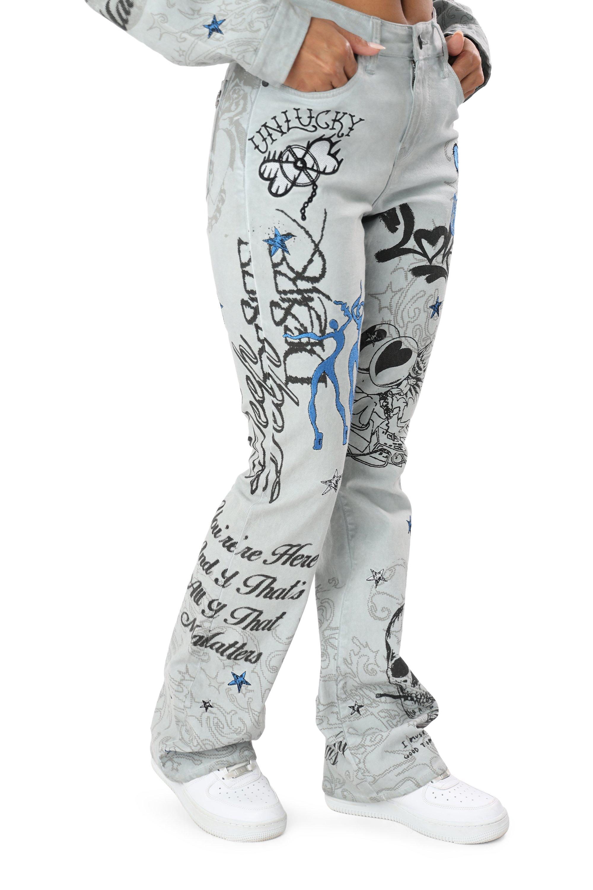 FA26 SCRIBBLE TWILL PANT - GREY/BLUE