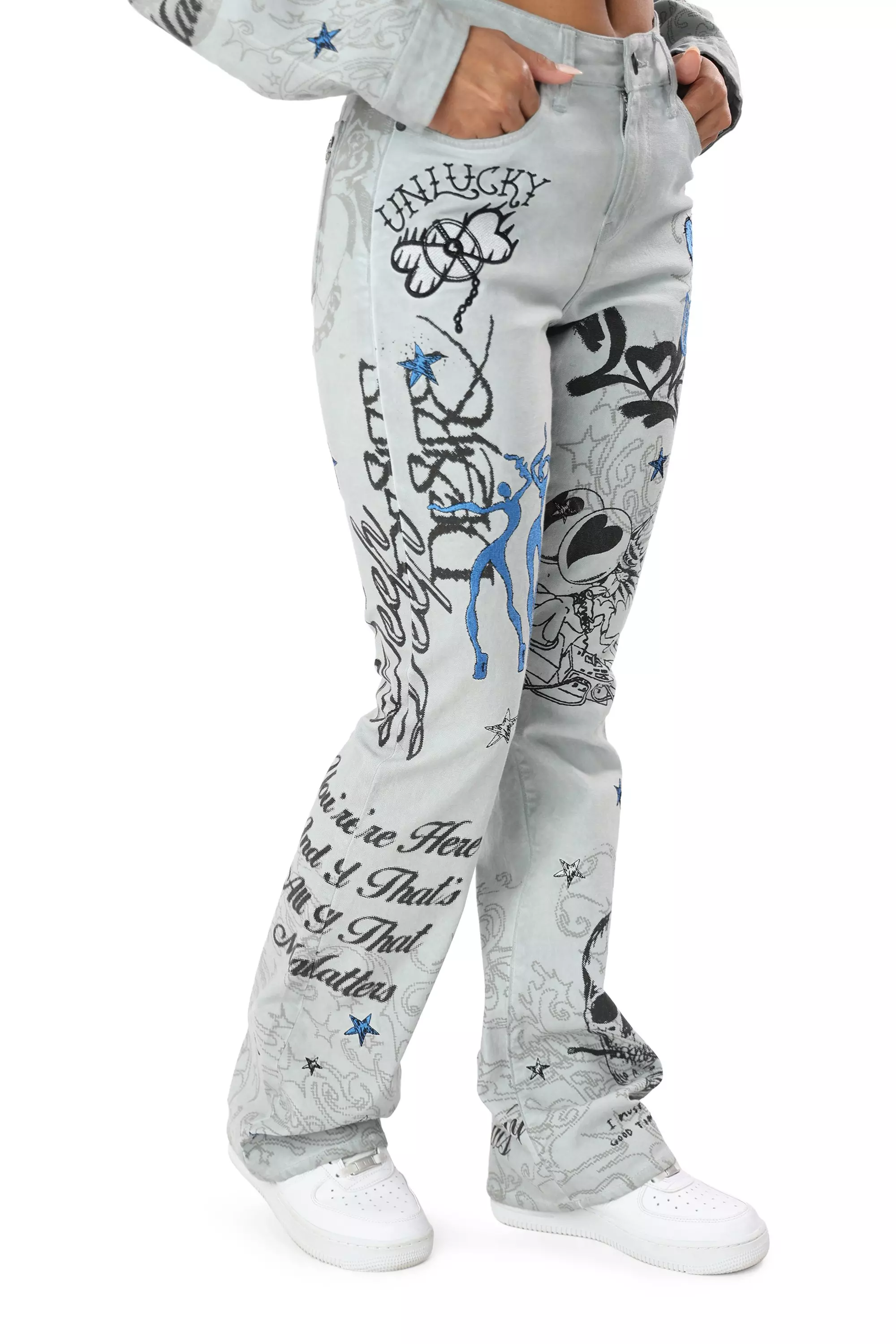 FA26 SCRIBBLE TWILL PANT - GREY/BLUE