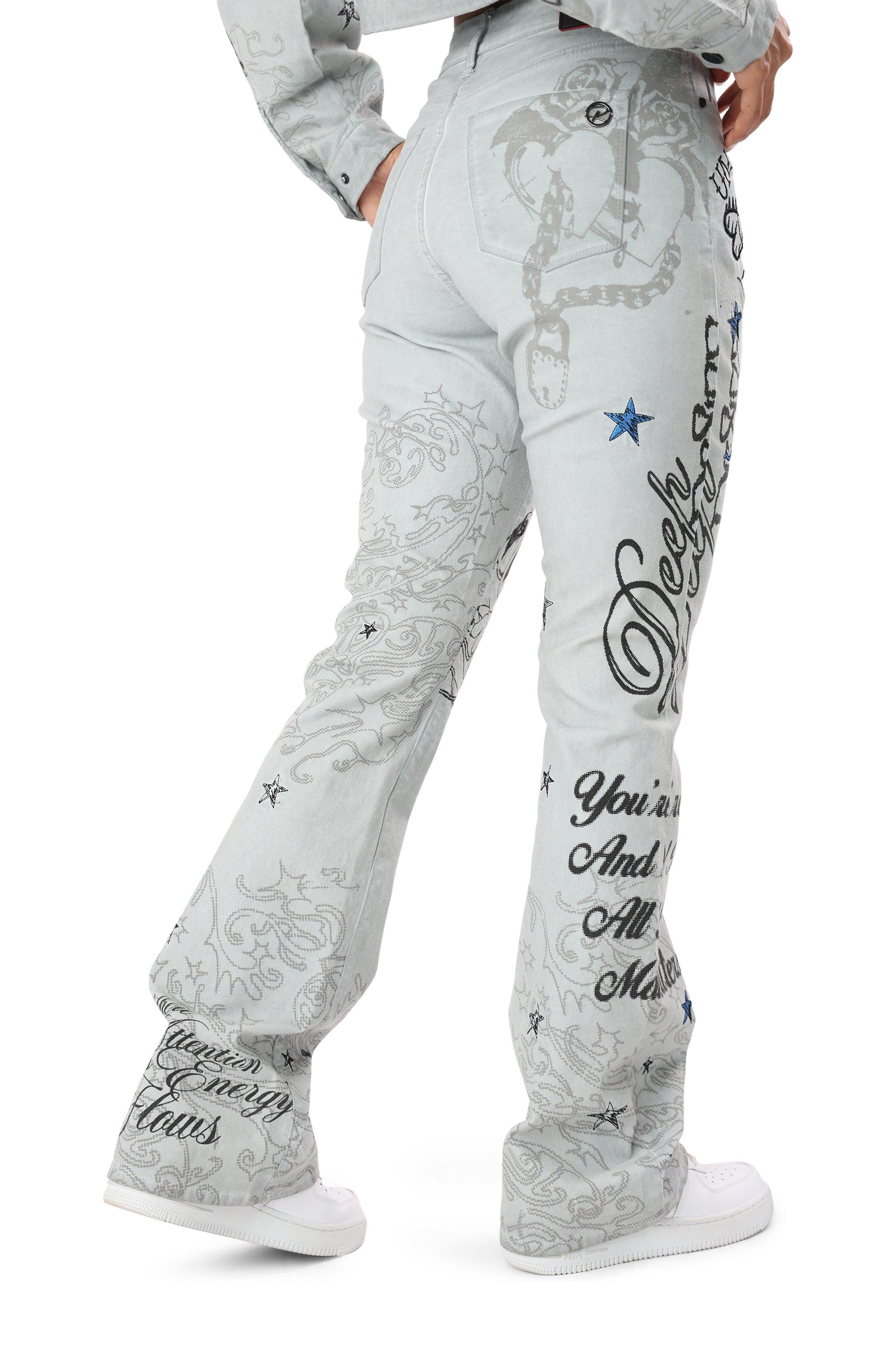 FA26 SCRIBBLE TWILL PANT - GREY/BLUE