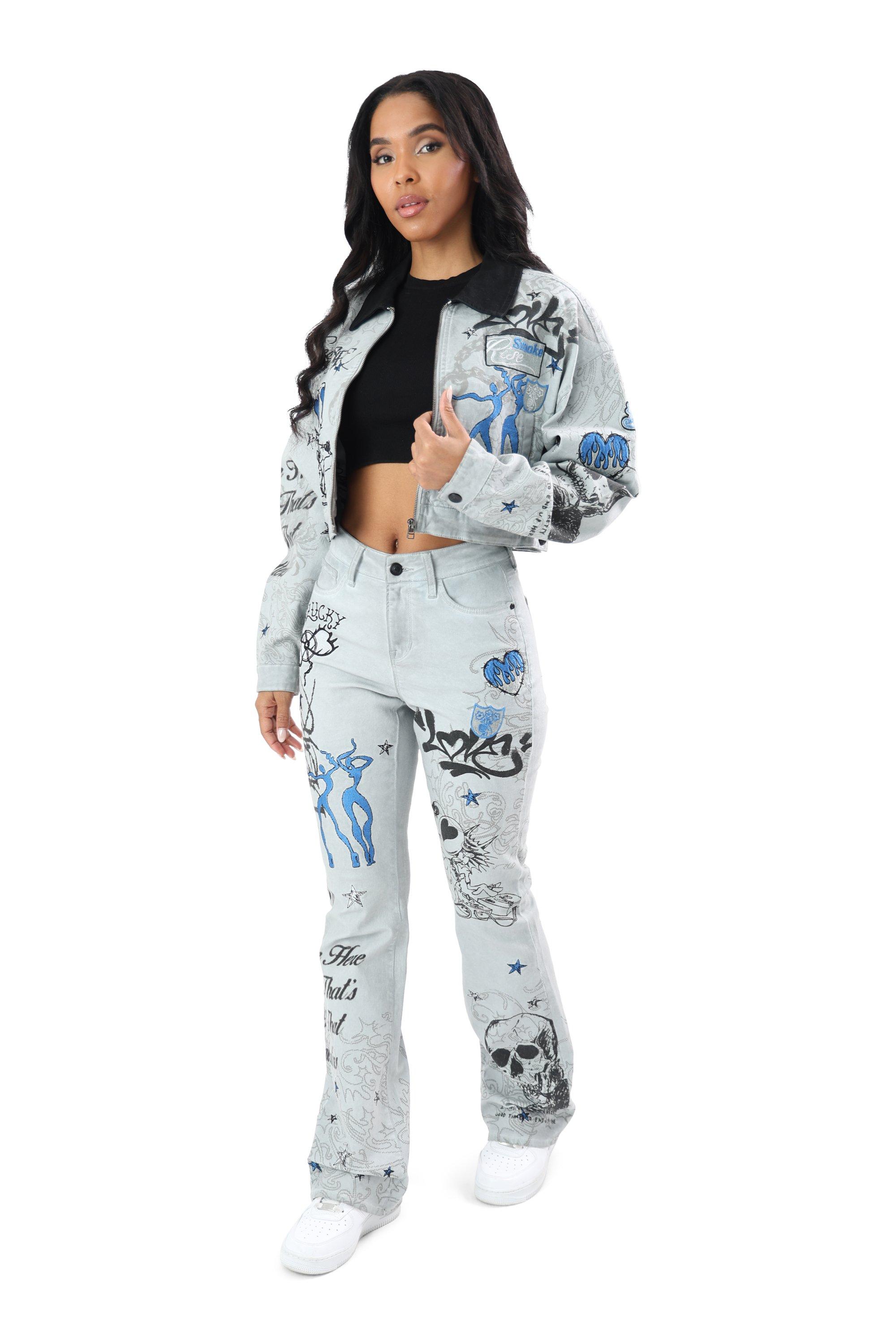 FA26 SCRIBBLE TWILL PANT - GREY/BLUE