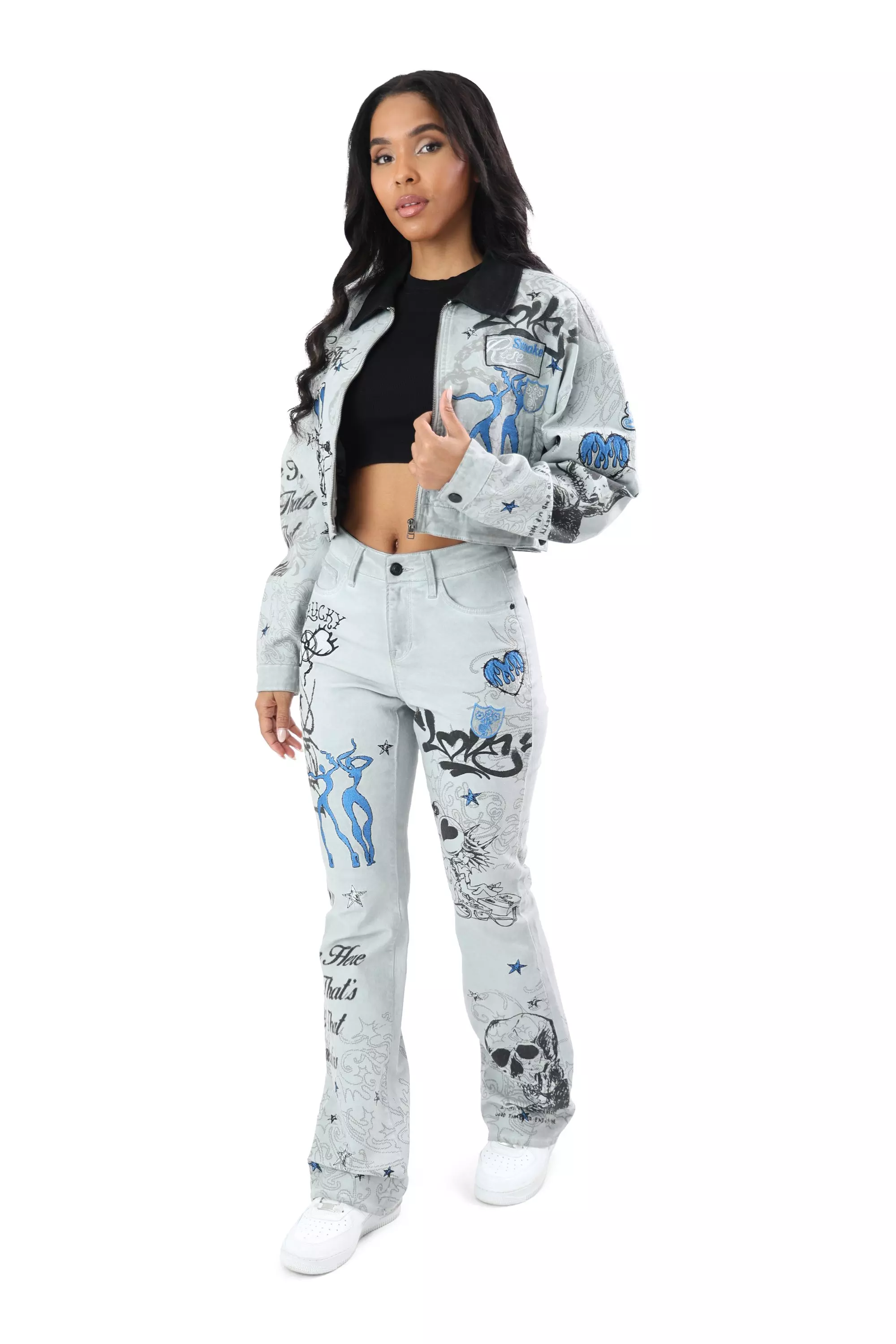 FA26 SCRIBBLE TWILL PANT - GREY/BLUE