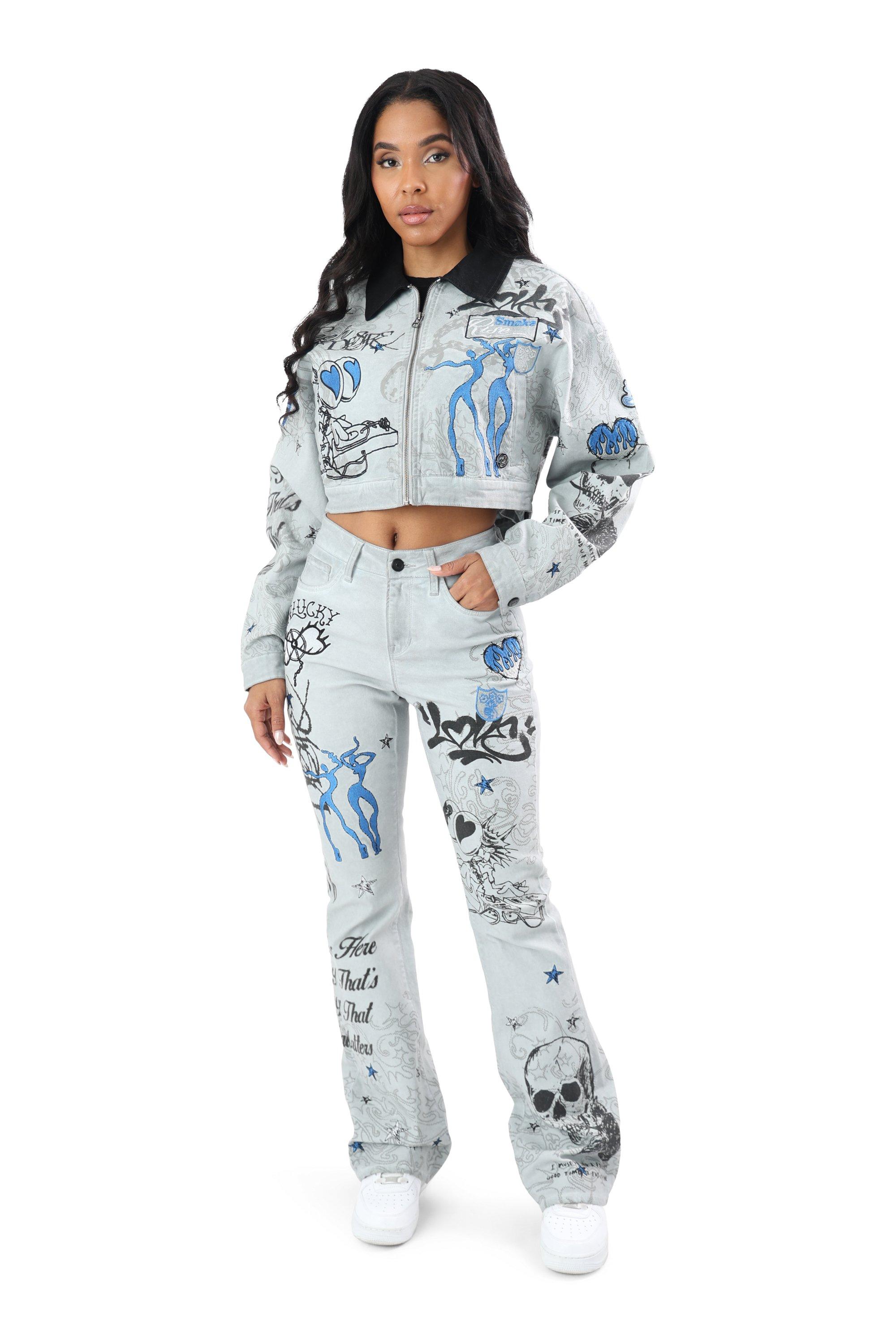 FA26 SCRIBBLE TWILL PANT - GREY/BLUE