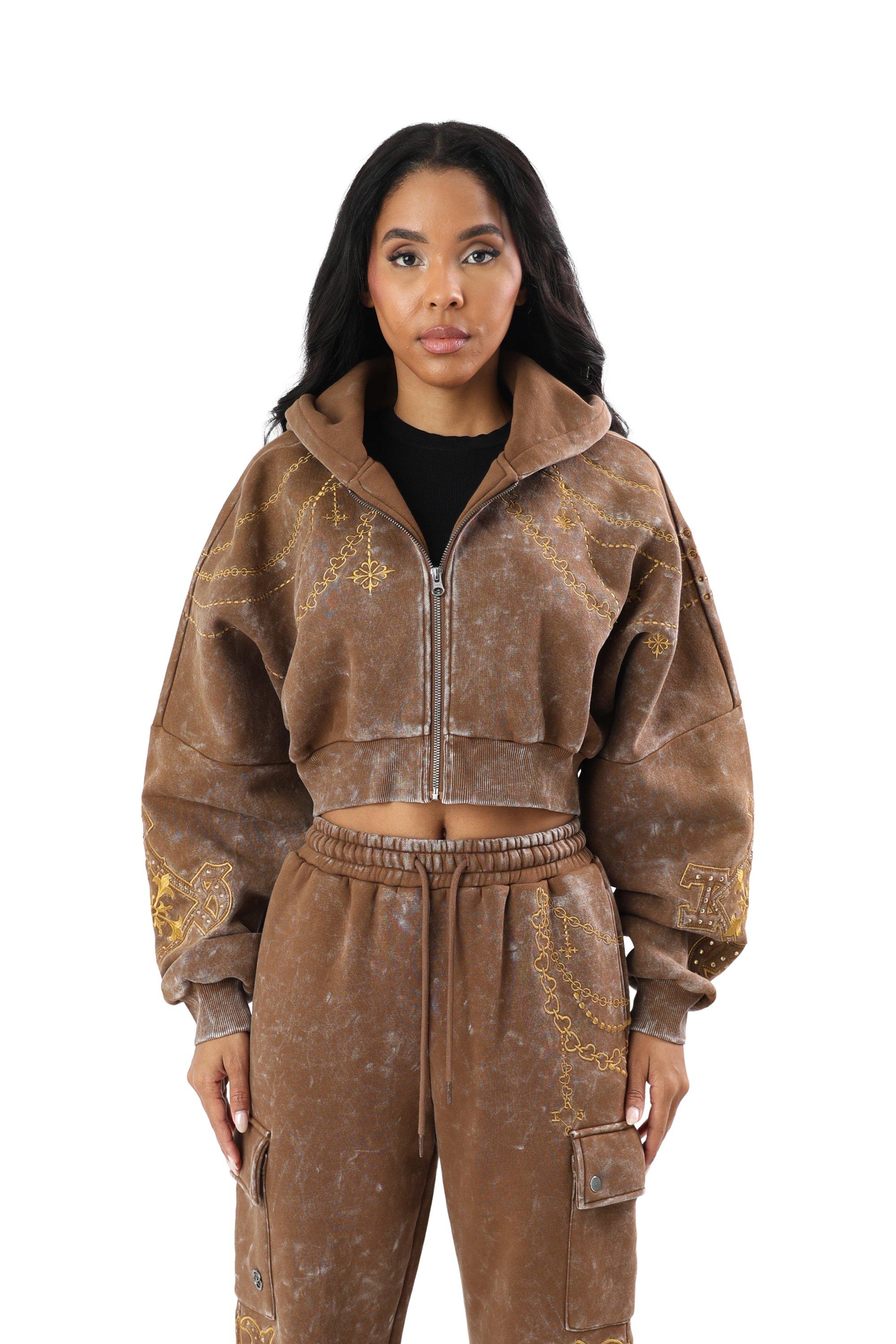 FA26 BROWN GOLD CHAIN FLC FZ - BROWN/GOLD