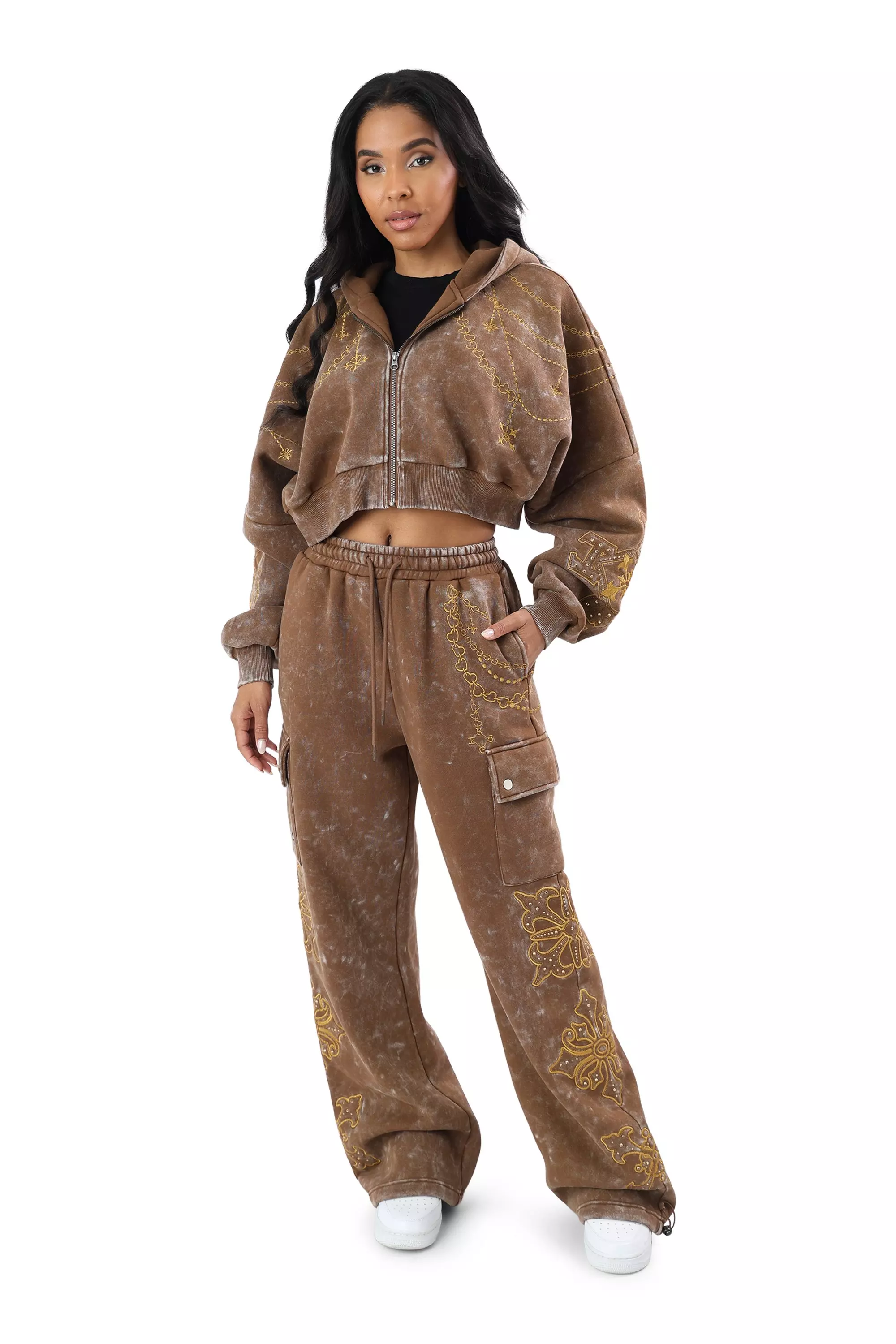 FA26 BROWN GOLD CHAIN FLC FZ - BROWN/GOLD