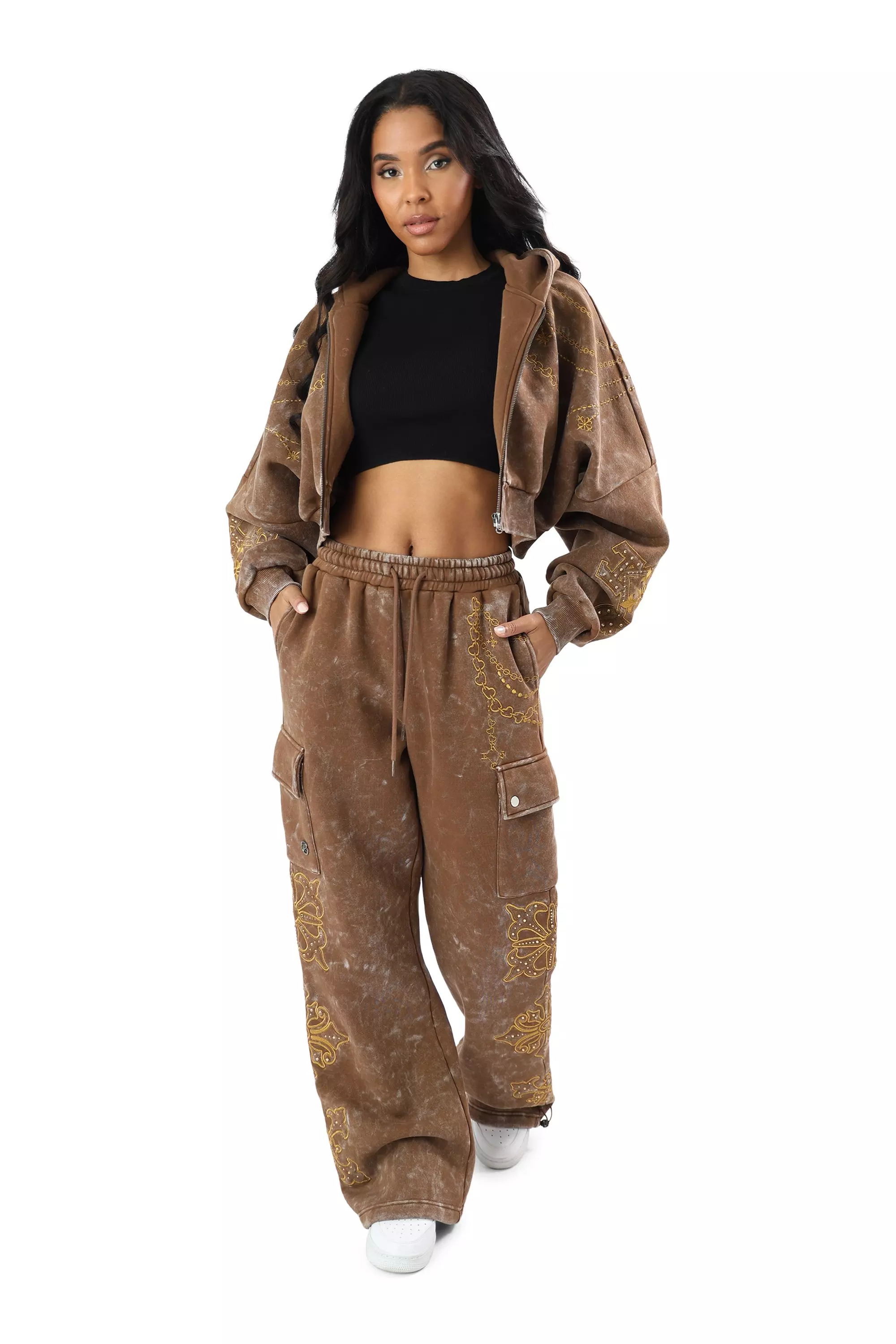 FA26 BROWN GOLD CHAIN FLC FZ - BROWN/GOLD