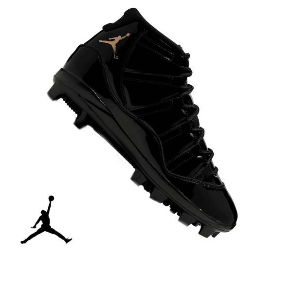 Jordan 11 Retro MCS "Black" Men's Baseball Cleat - BLACK/METALLIC GOLD/ANTHRACITE