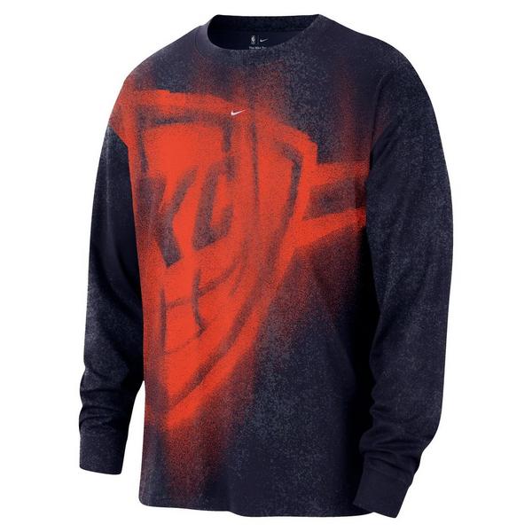 Nike Oklahoma City Thunder Essential Anthem "Black/Blue" Men's Long-Sleeve Basketball Tee - BLACK/BLUE