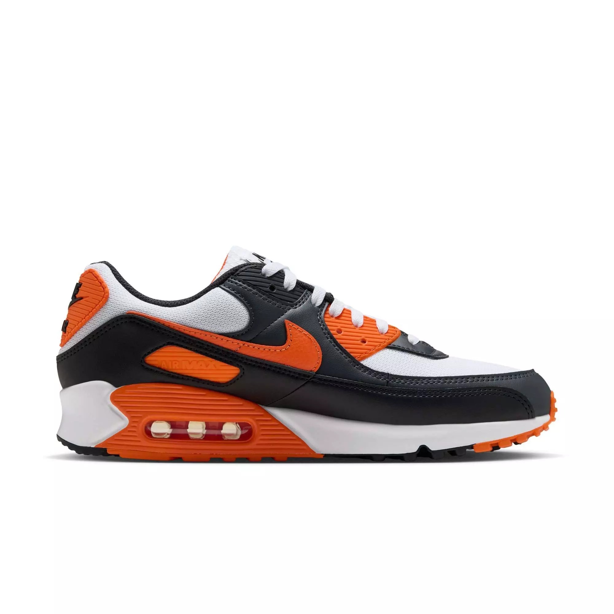 Nike Air Max 90 "White/Safety Orange/Black/Dk Smoke Grey" Men's Shoe - WHITE/ORANGE