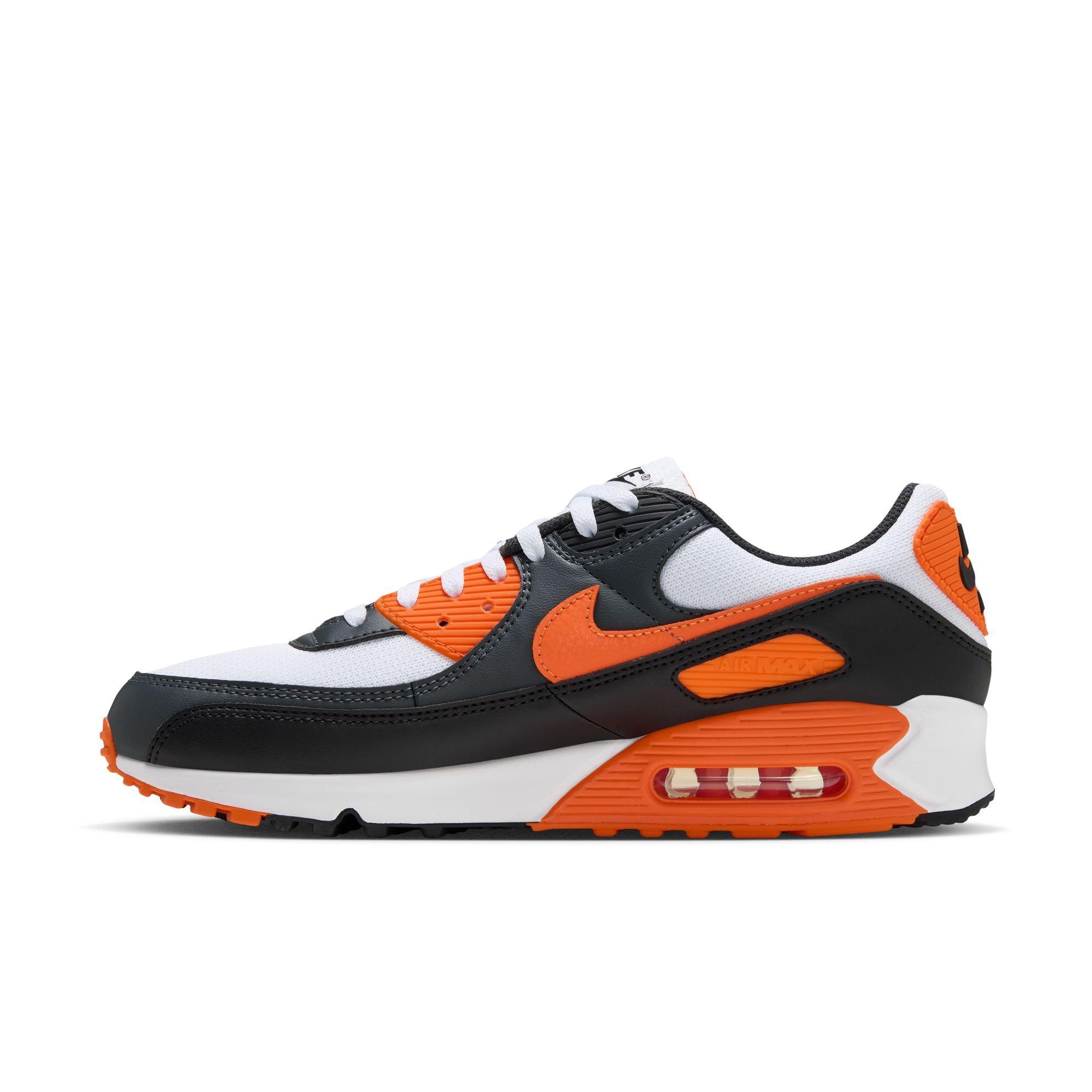 Nike Air Max 90 "White/Safety Orange/Black/Dk Smoke Grey" Men's Shoe - WHITE/ORANGE