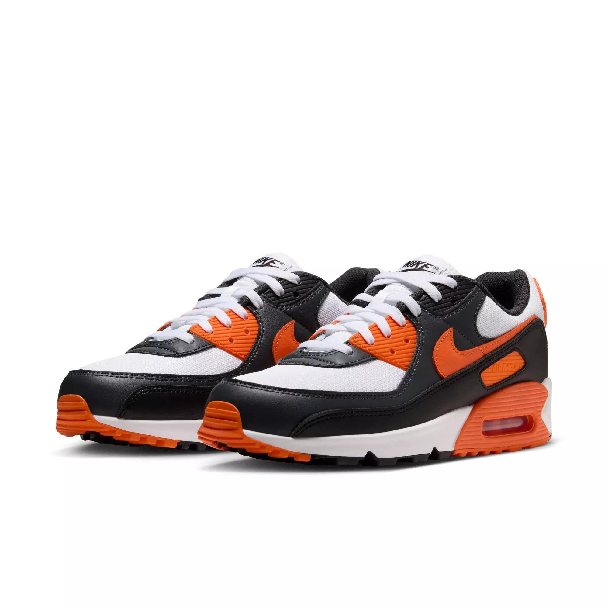 Nike Air Max 90 "White/Safety Orange/Black/Dk Smoke Grey" Men's Shoe - WHITE/ORANGE