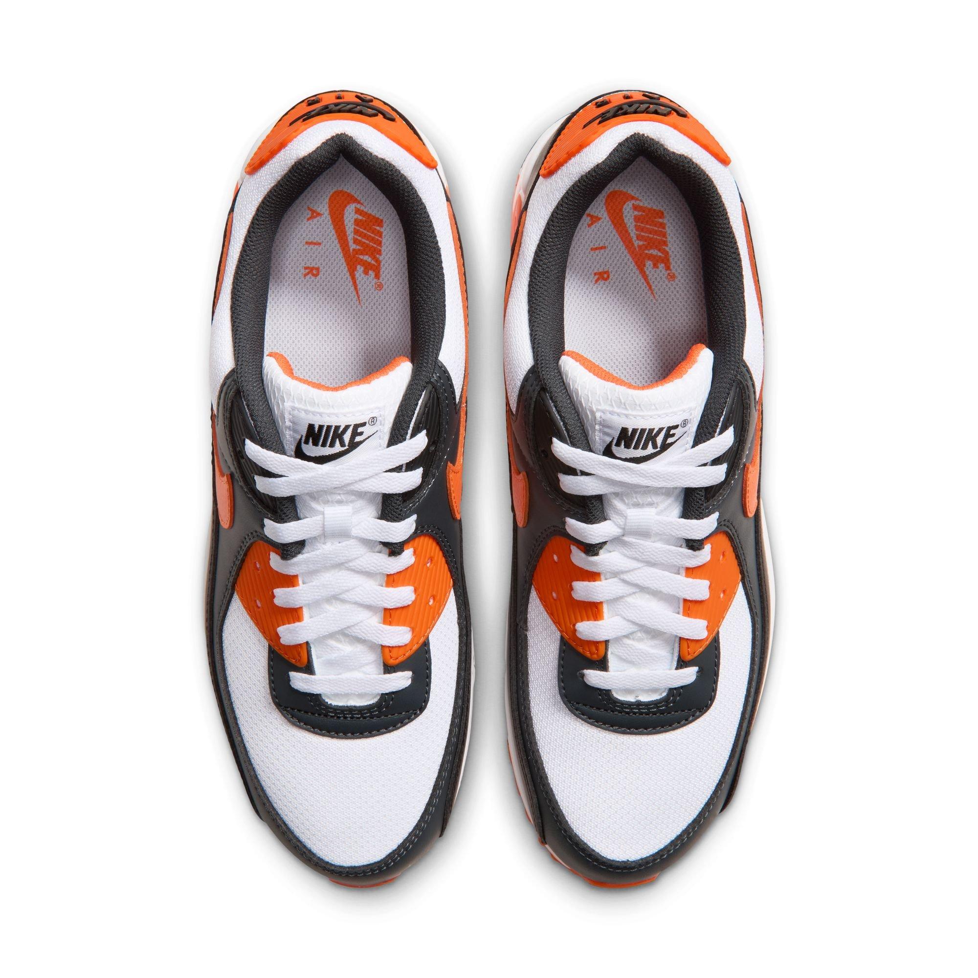 Nike Air Max 90 "White/Safety Orange/Black/Dk Smoke Grey" Men's Shoe - WHITE/ORANGE