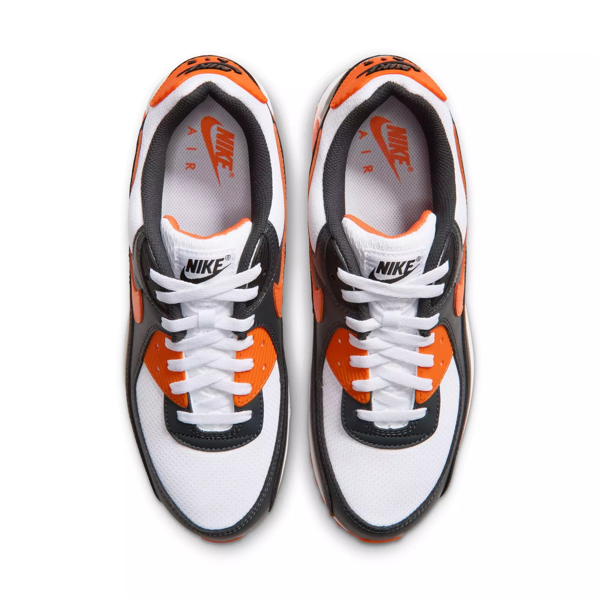Nike Air Max 90 "White/Safety Orange/Black/Dk Smoke Grey" Men's Shoe - WHITE/ORANGE