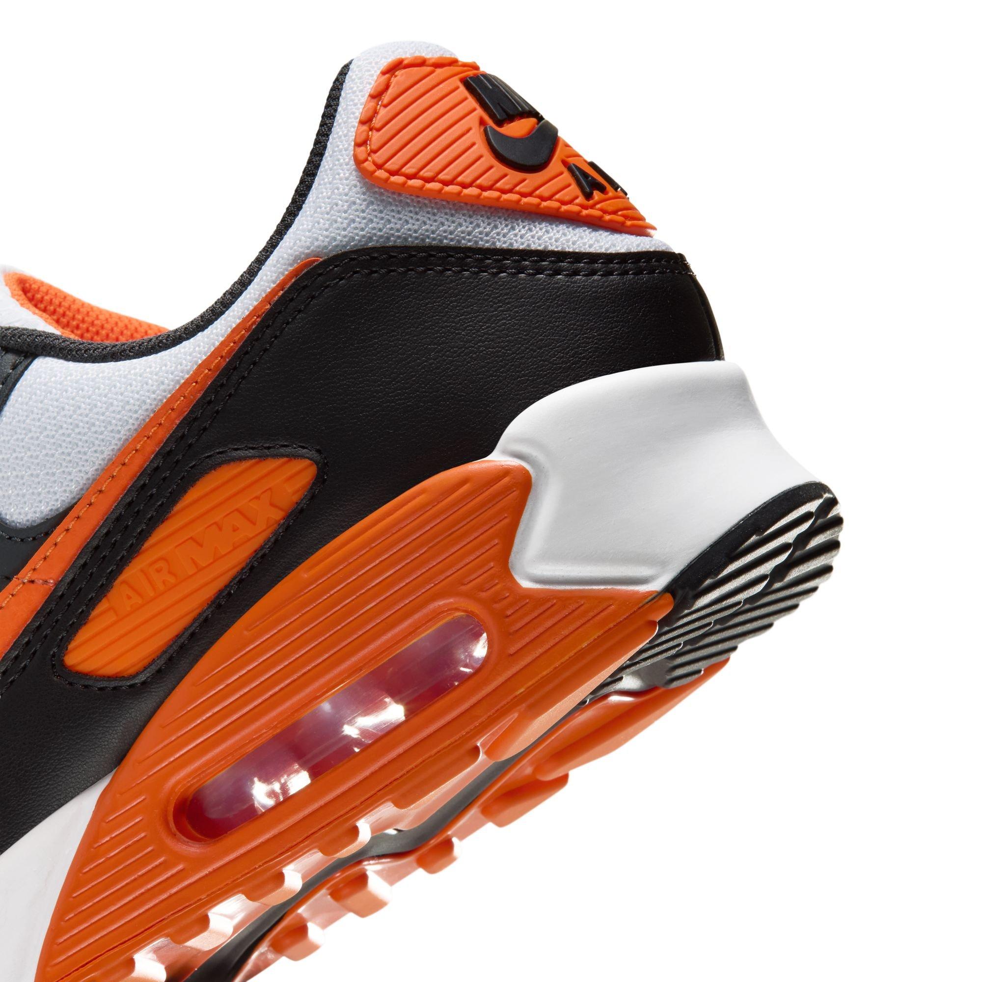 Nike Air Max 90 "White/Safety Orange/Black/Dk Smoke Grey" Men's Shoe - WHITE/ORANGE