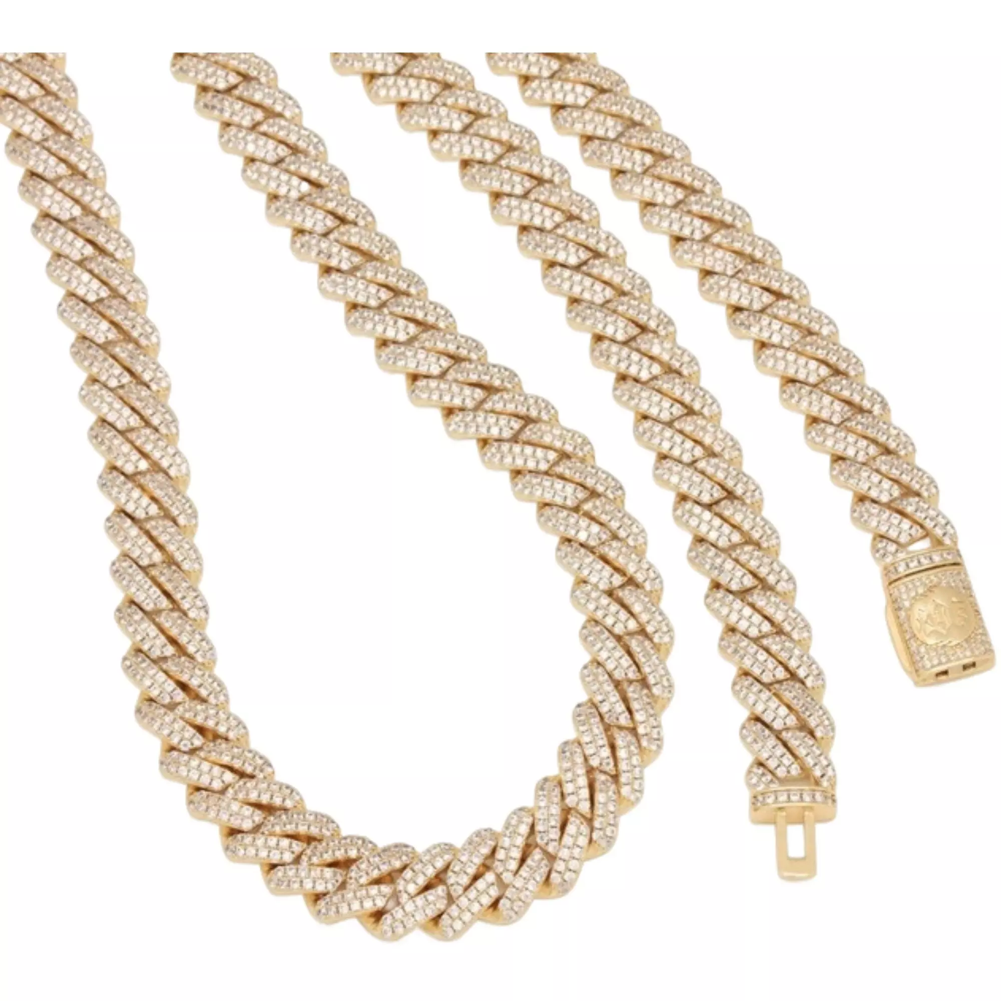 King Ice 14k Gold Plated Iced Miami Cuban Chain - GOLD