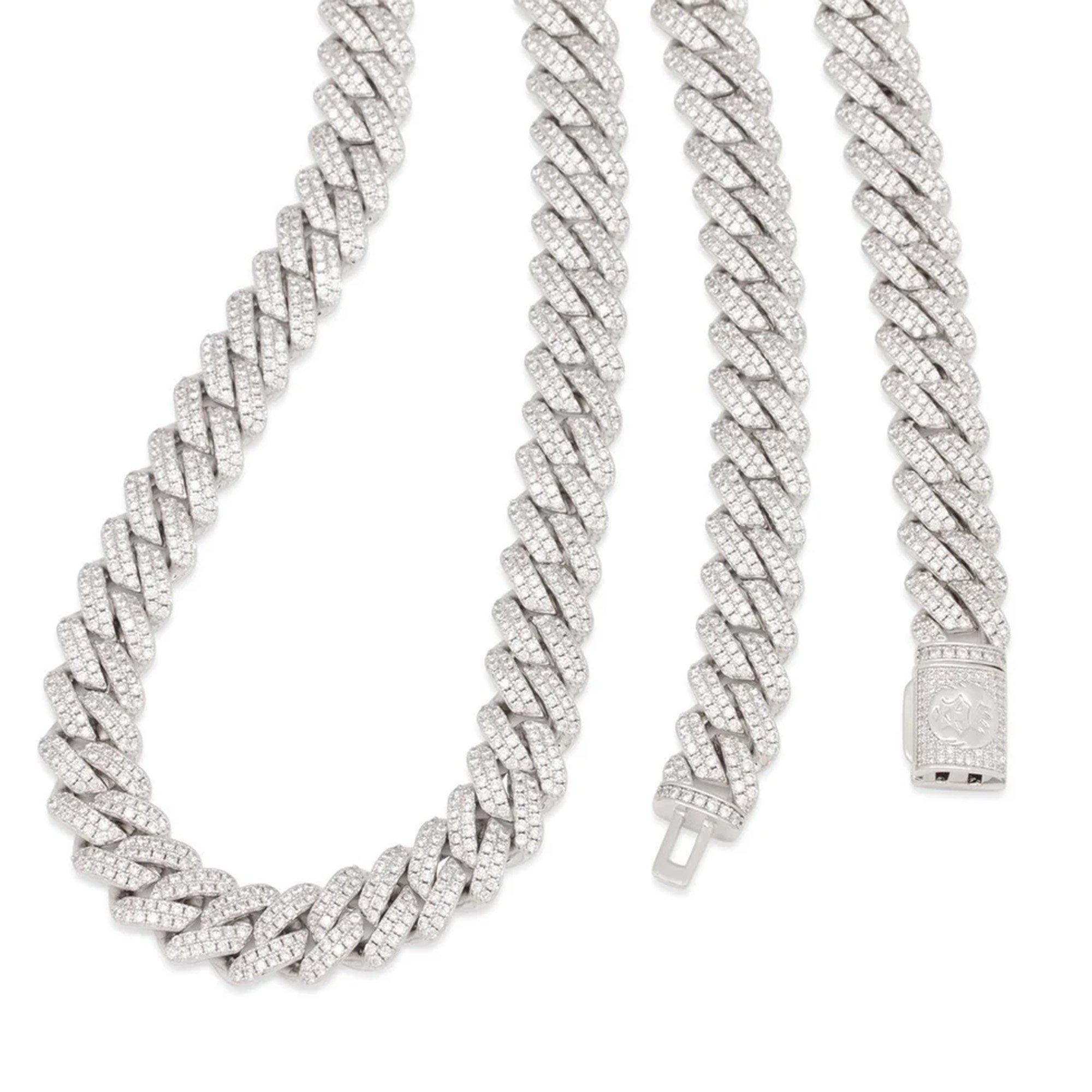 KI 12MM ICED MIA CUBAN CHAIN SILVER 22 - SILVER Thumbnail View 2