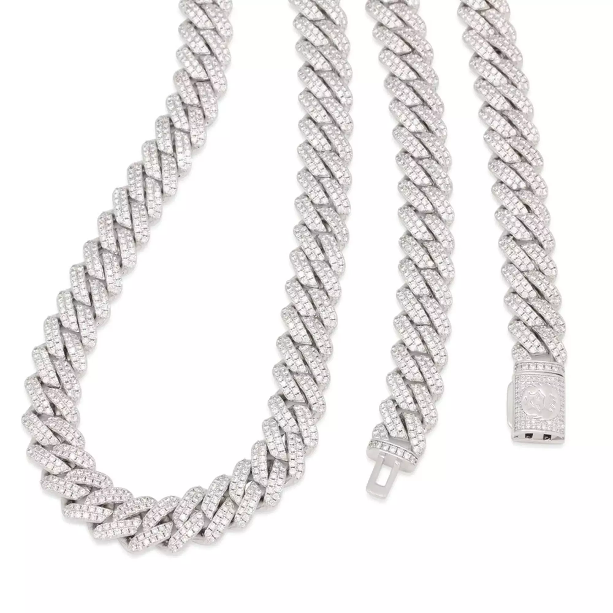 KI 12MM ICED MIA CUBAN CHAIN SILVER 22 - SILVER