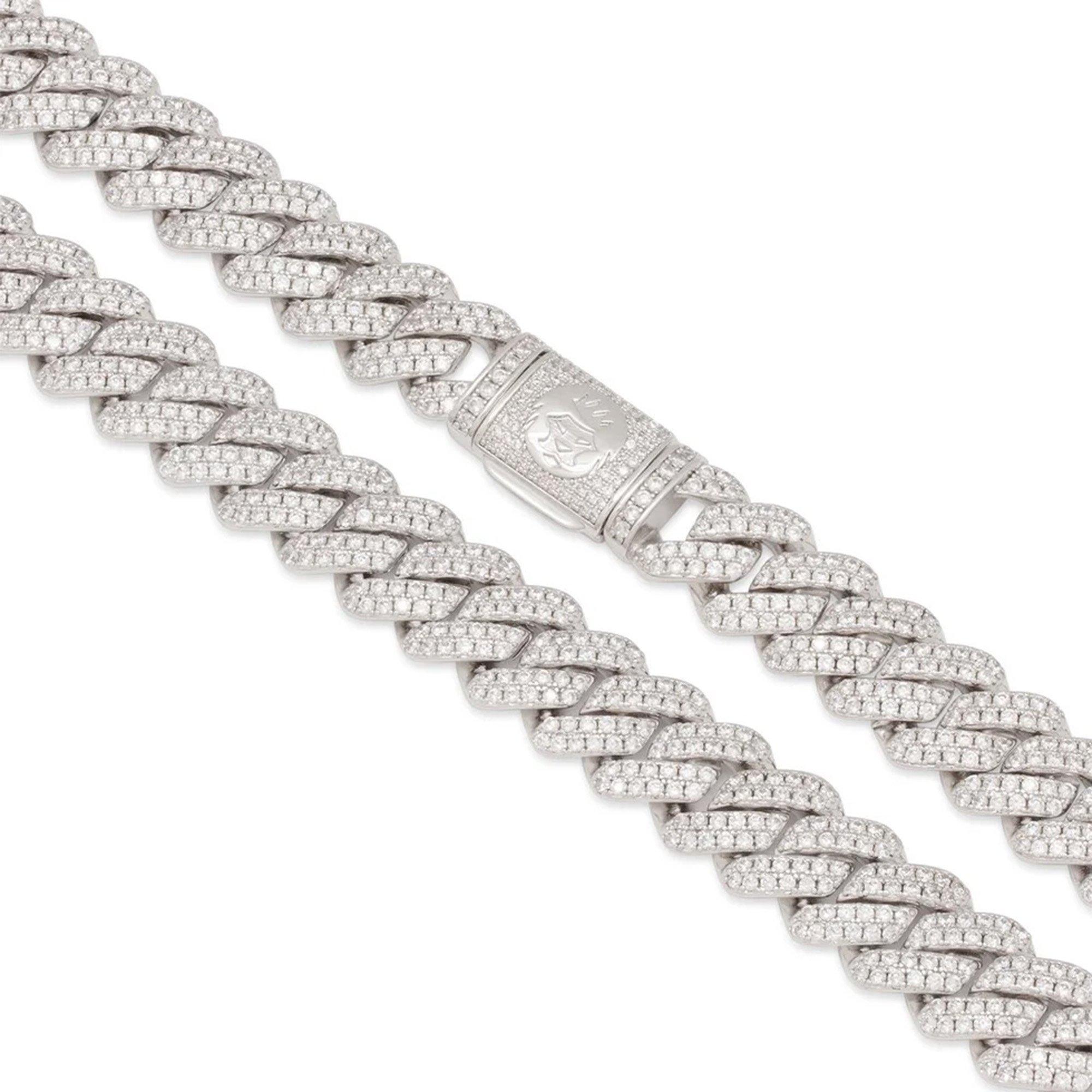 KI 12MM ICED MIA CUBAN CHAIN SILVER 22 - SILVER Thumbnail View 3