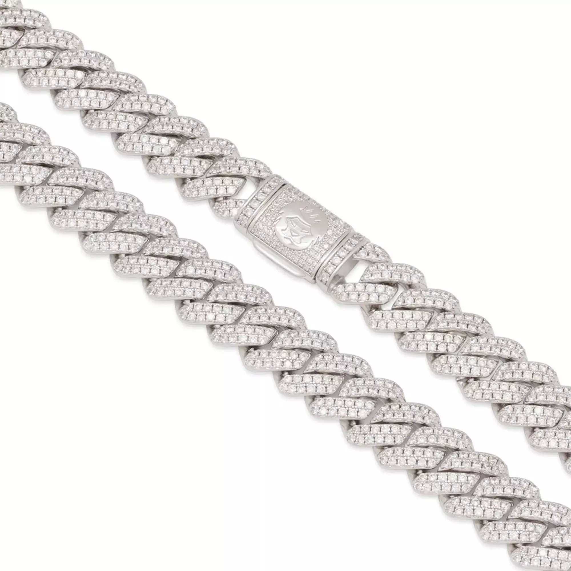 KI 12MM ICED MIA CUBAN CHAIN SILVER 22 - SILVER