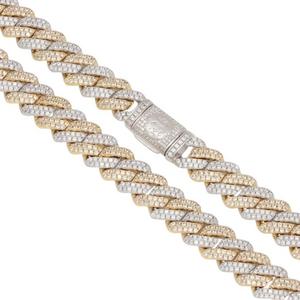 King Ice 14k Gold Plated Iced Two Tone Diamond Cut Miami Cuban Chain