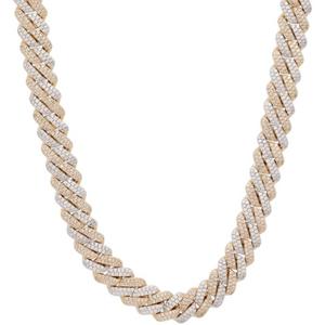 King Ice 14k Gold Plated Iced Two Tone Diamond Cut Miami Cuban Chain