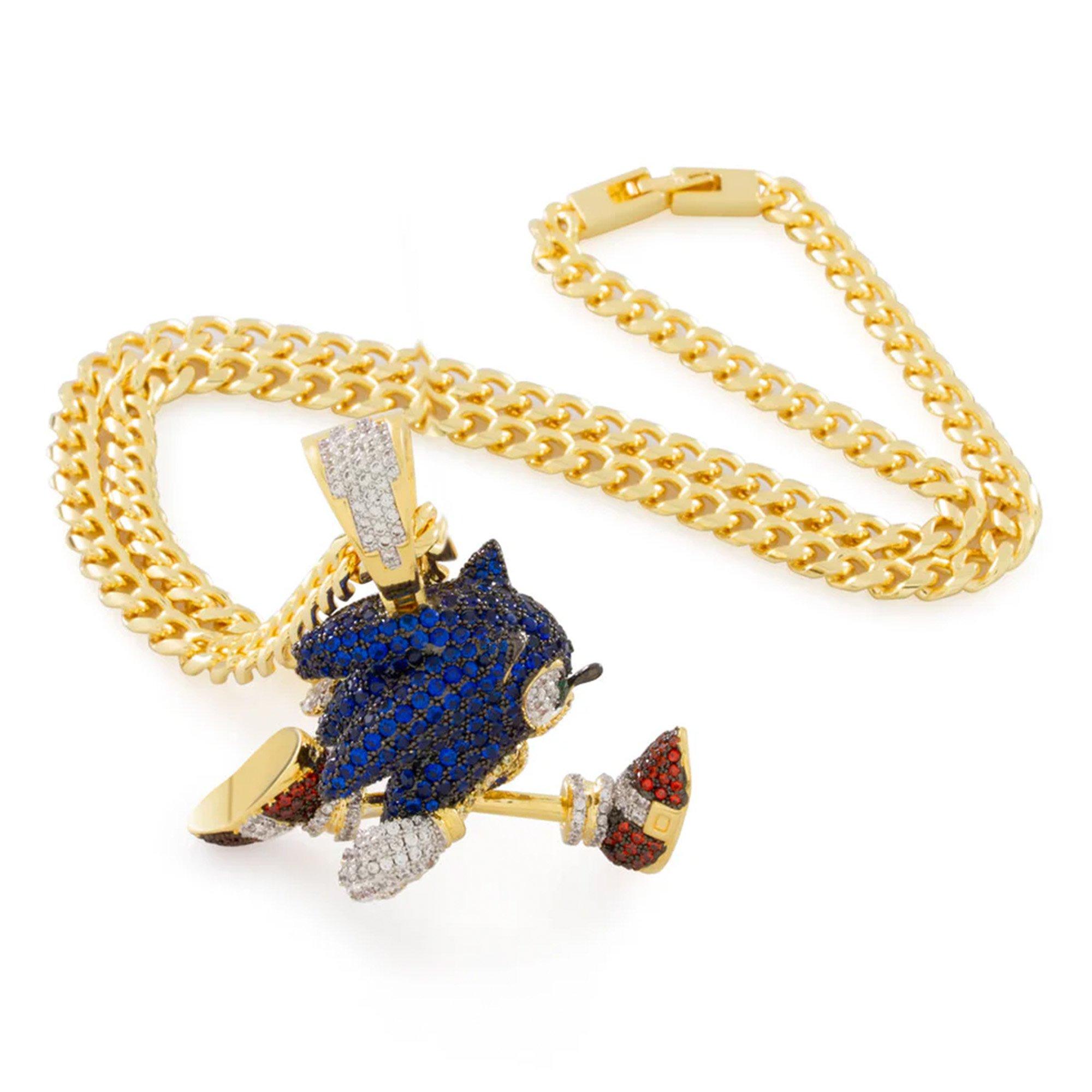 King Ice Sonic Fast Sonic Necklace - Blue - BLUE Thumbnail View 3