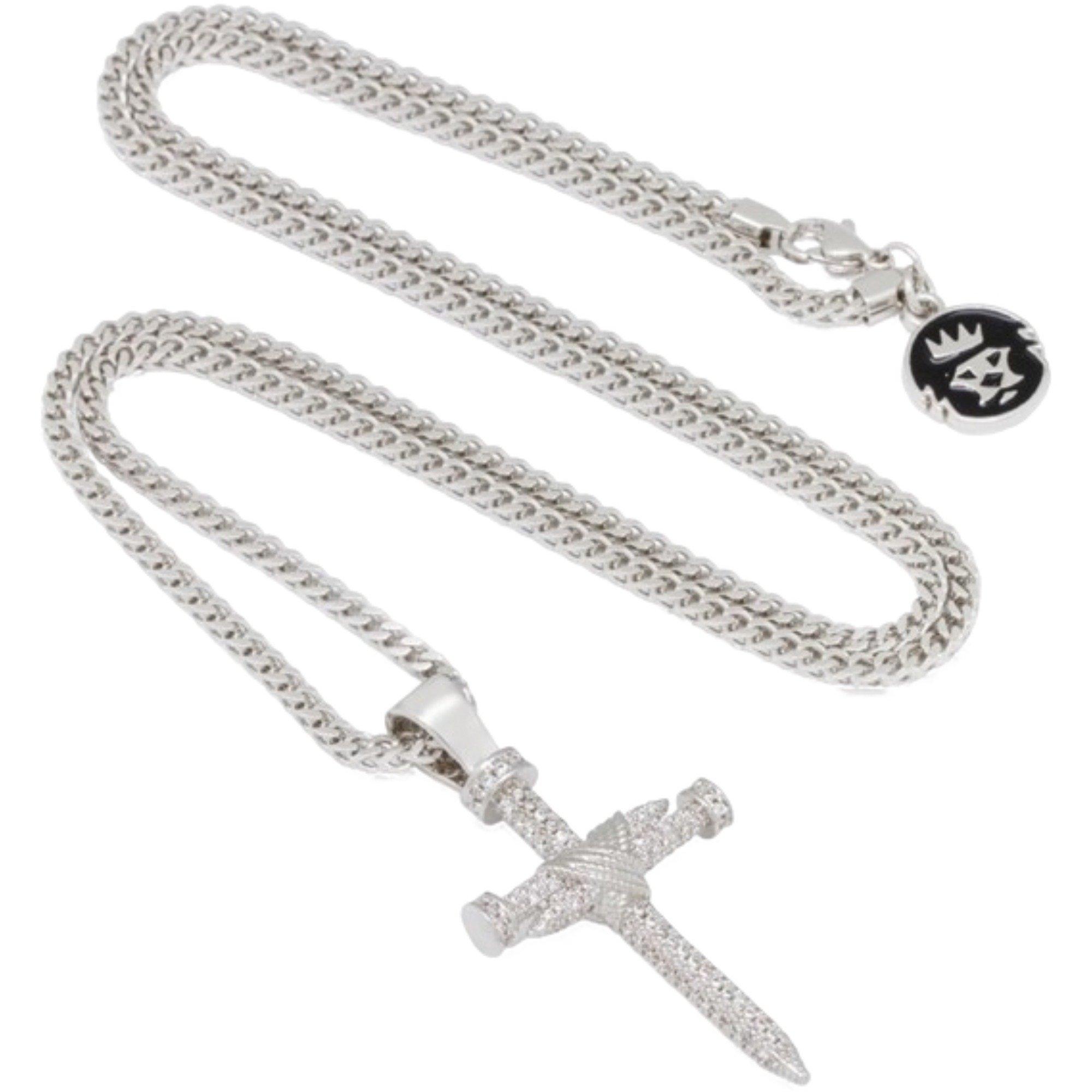 King Ice White Gold Plated Nail Cross Necklace - SILVER Thumbnail View 2
