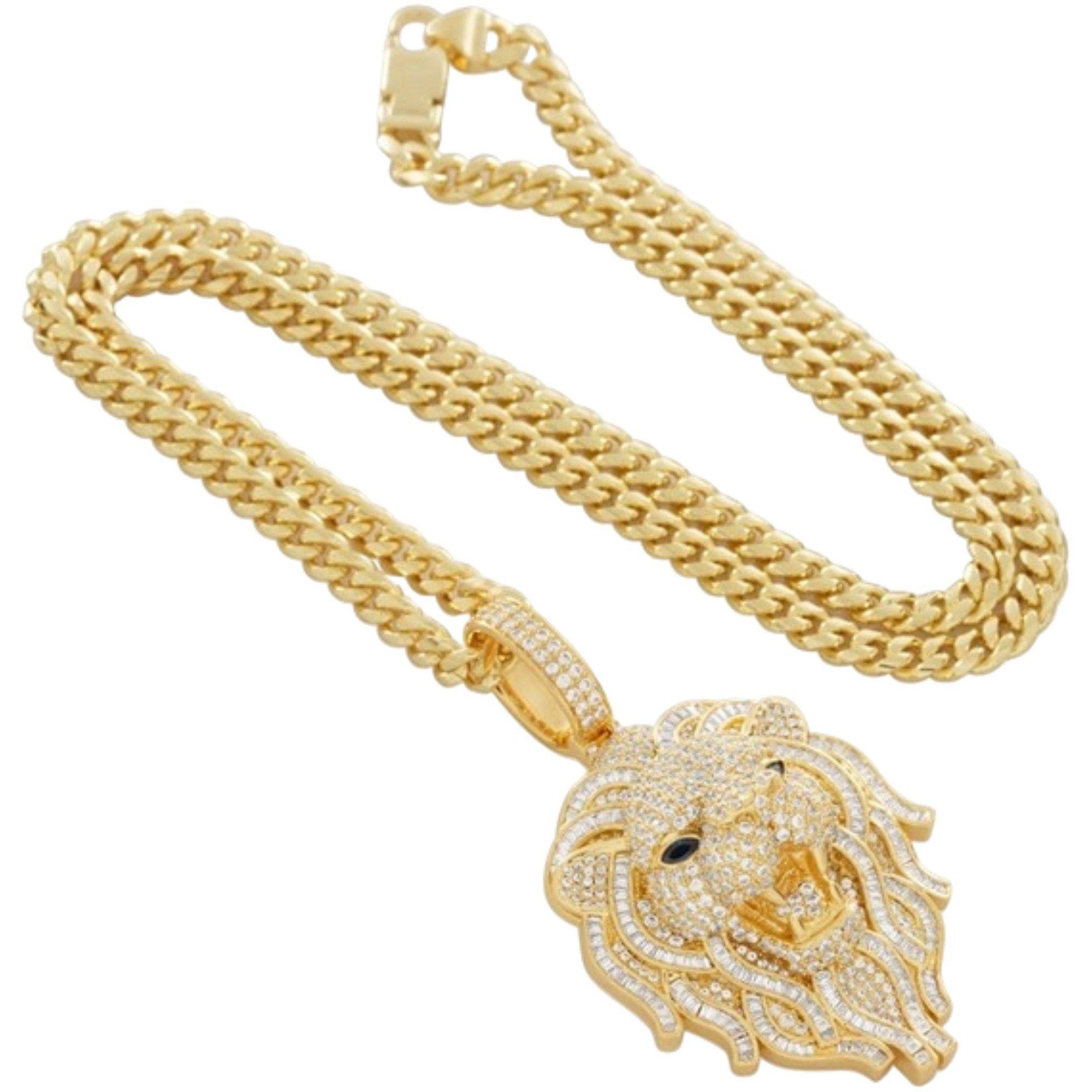 King Ice 14k Gold Plated Lion Necklace - GOLD Thumbnail View 3