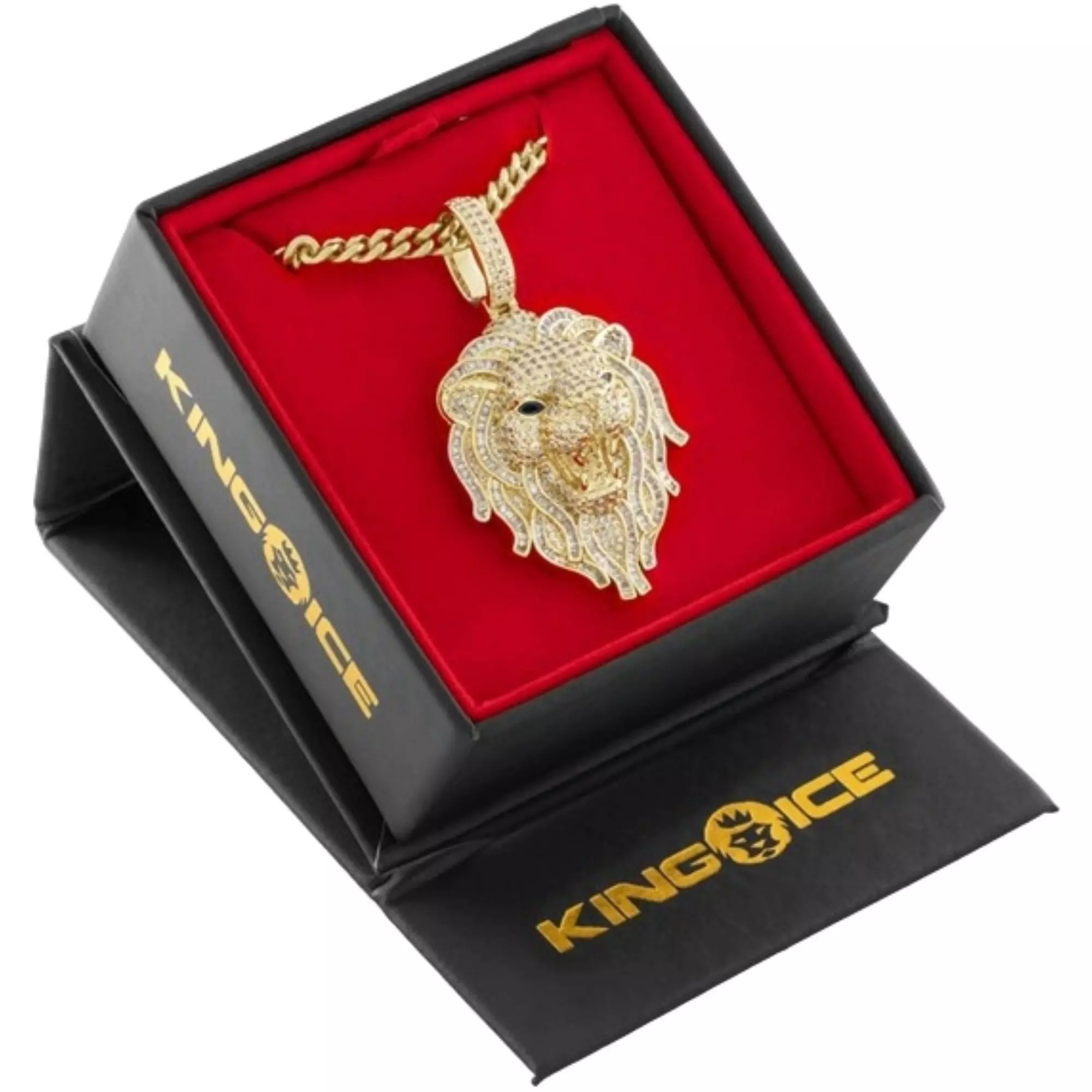 King Ice 14k Gold Plated Lion Necklace - GOLD