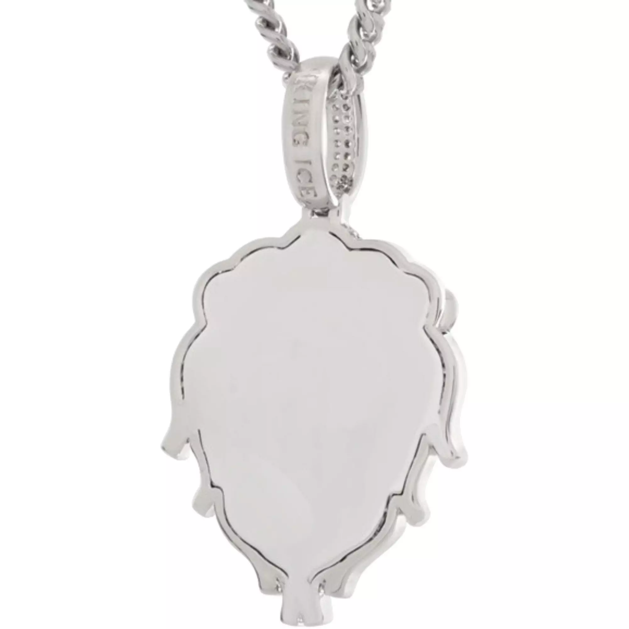 King Ice White Gold Plated Lion Necklace - SILVER