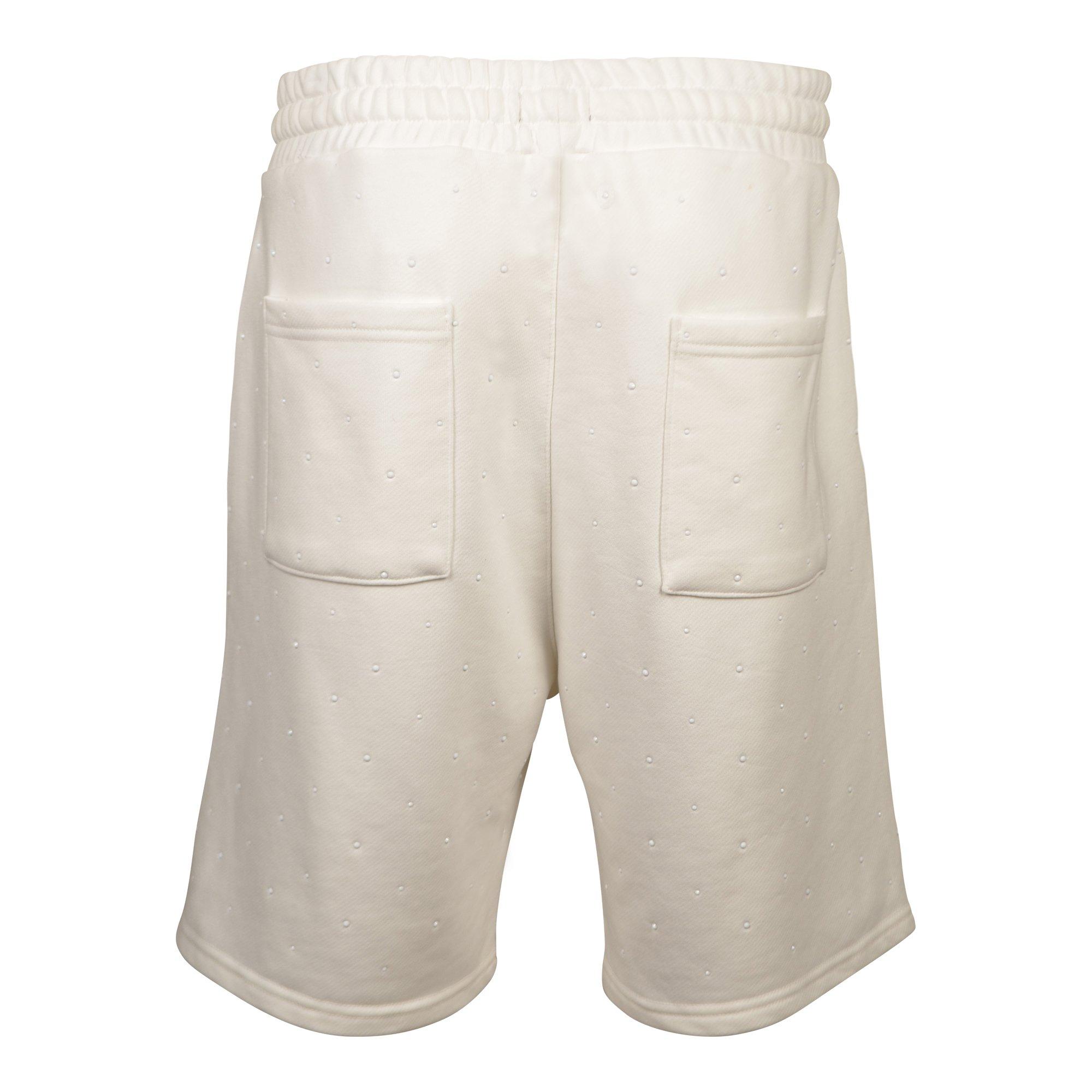 Reason Men's Washed Rhinestone Shorts - White - WHITE Thumbnail View 2
