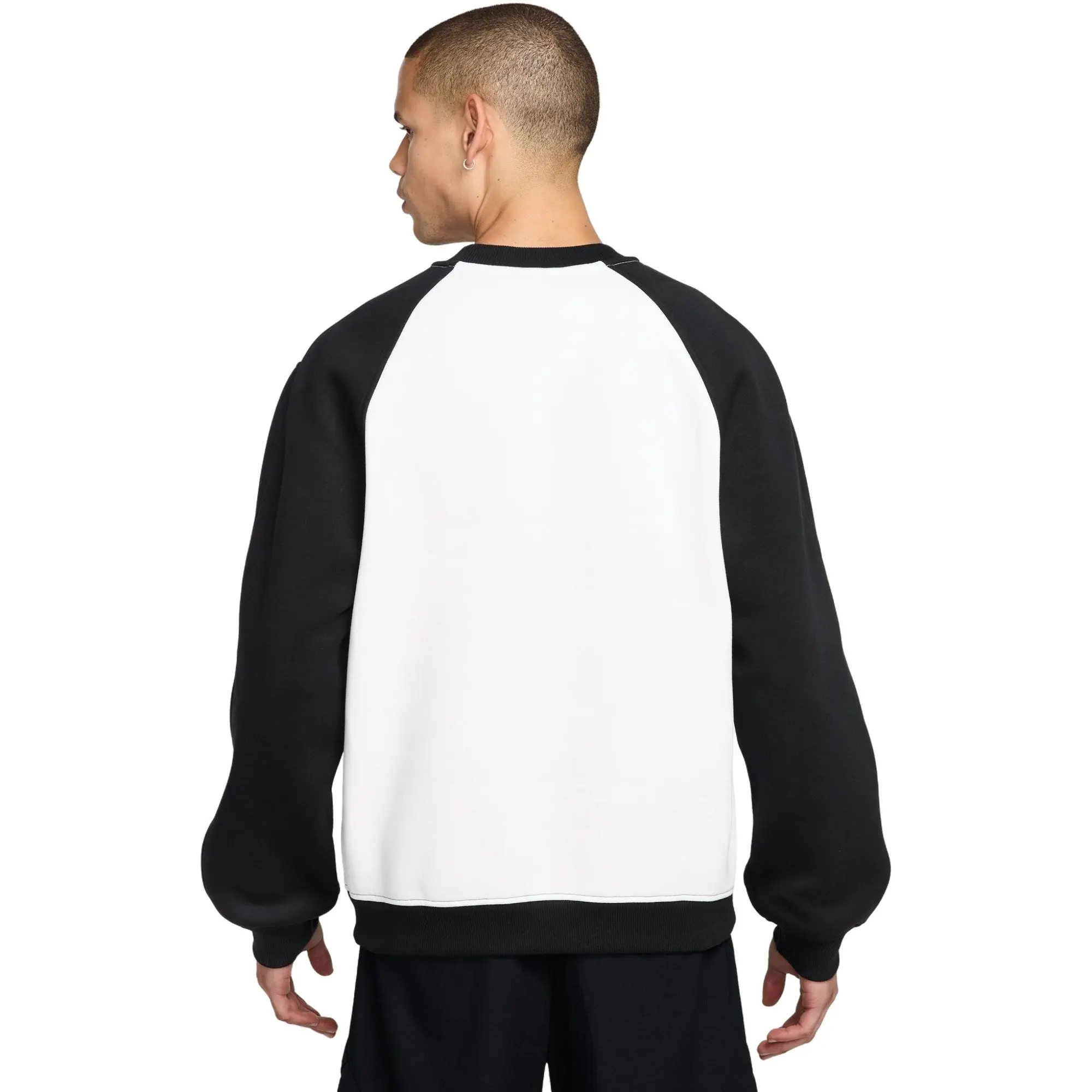 Jordan Men's Brooklyn Fleece Crew-Neck Sweatshirt - White/Black - WHITE/BLACK