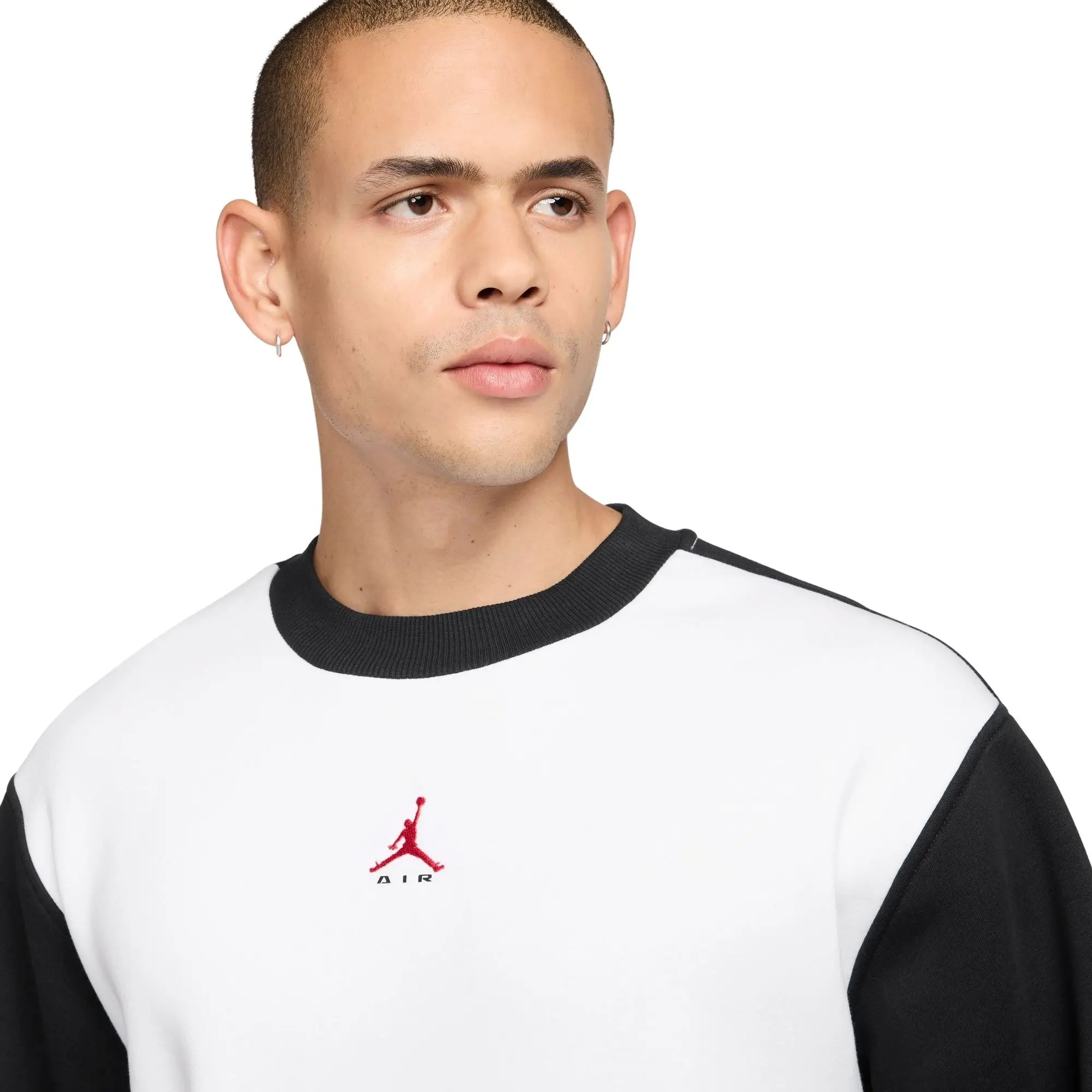 Jordan Men's Brooklyn Fleece Crew-Neck Sweatshirt - White/Black - WHITE/BLACK