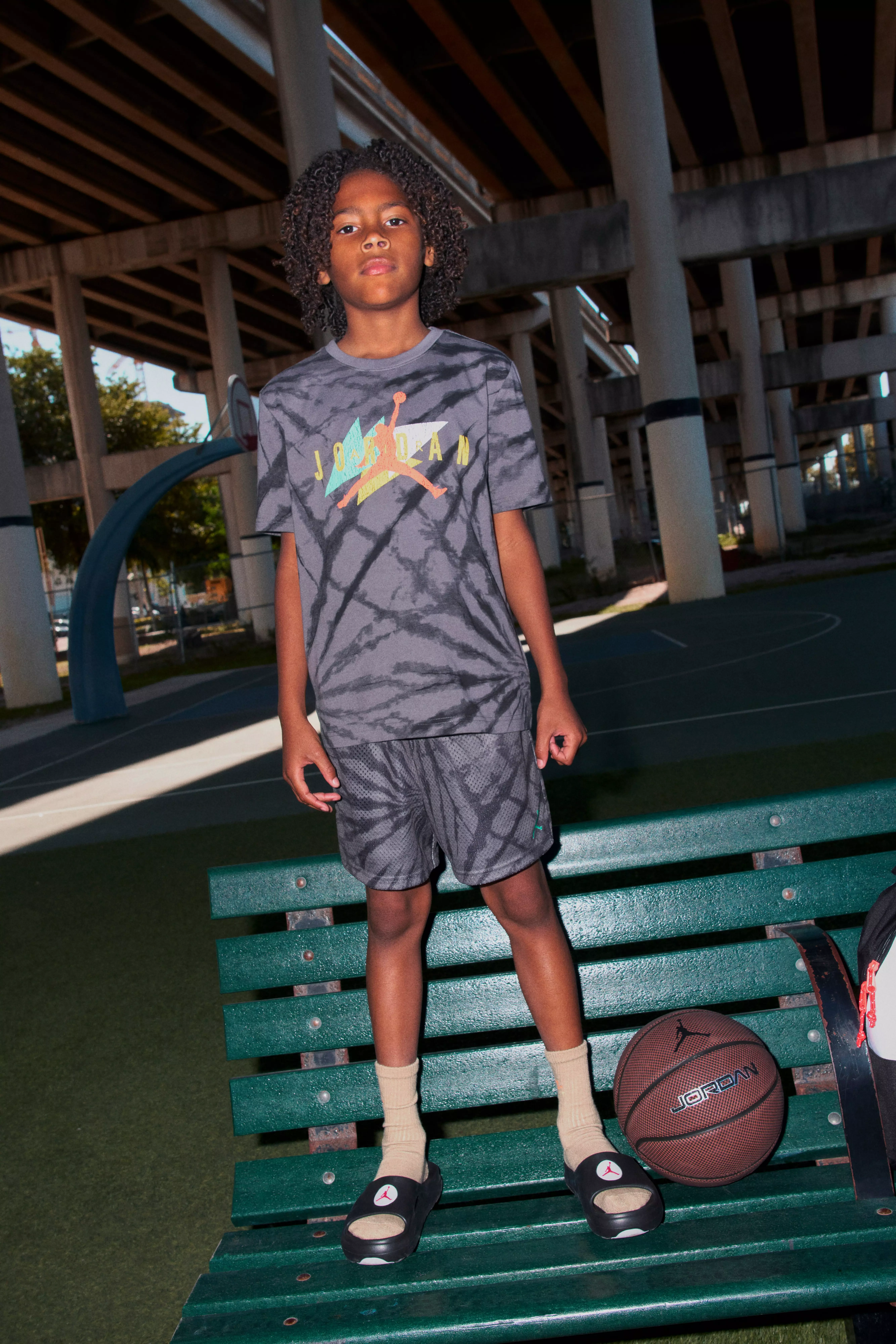 Jordan Big Boys' Tie Dye Mesh Shorts - GREY