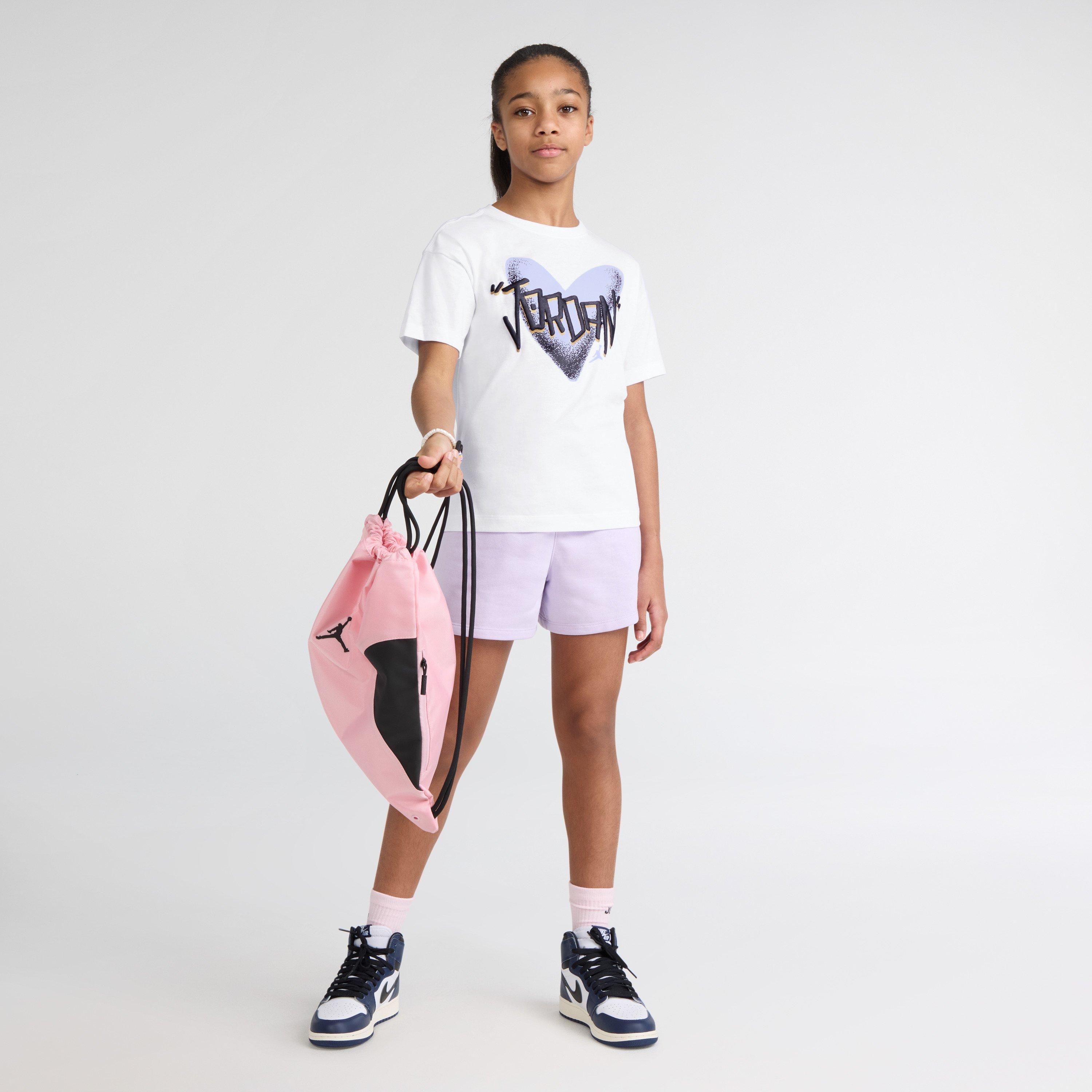 Jordan Big Girls' Purple Heart Tee - WHITE/PURPLE Thumbnail View 3