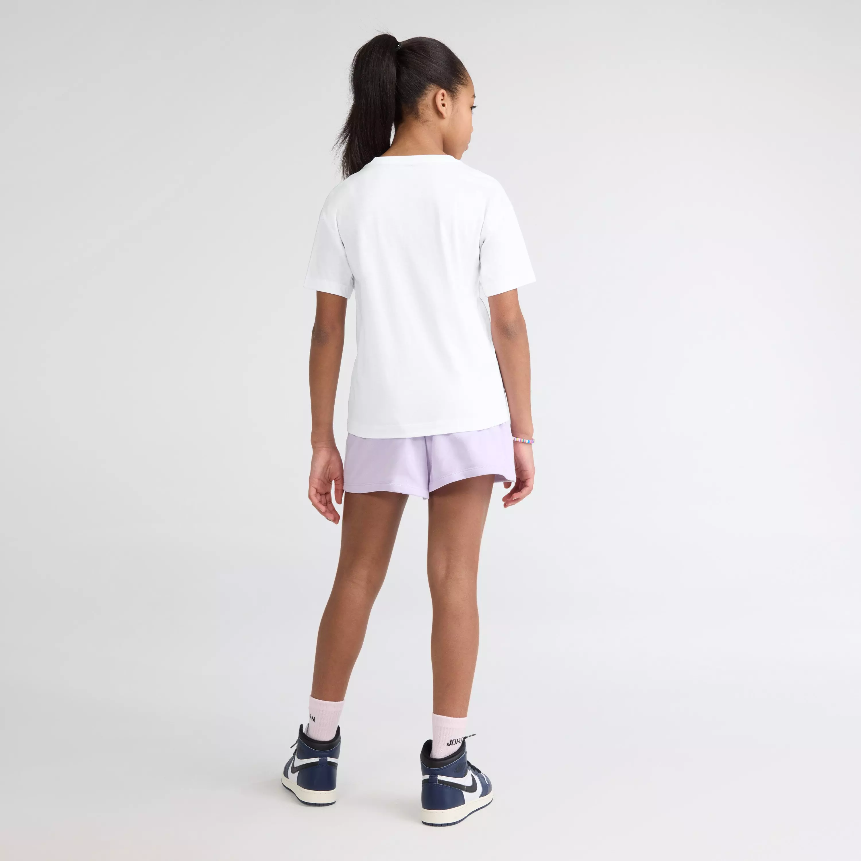 Jordan Big Girls' Purple Heart Tee - WHITE/PURPLE