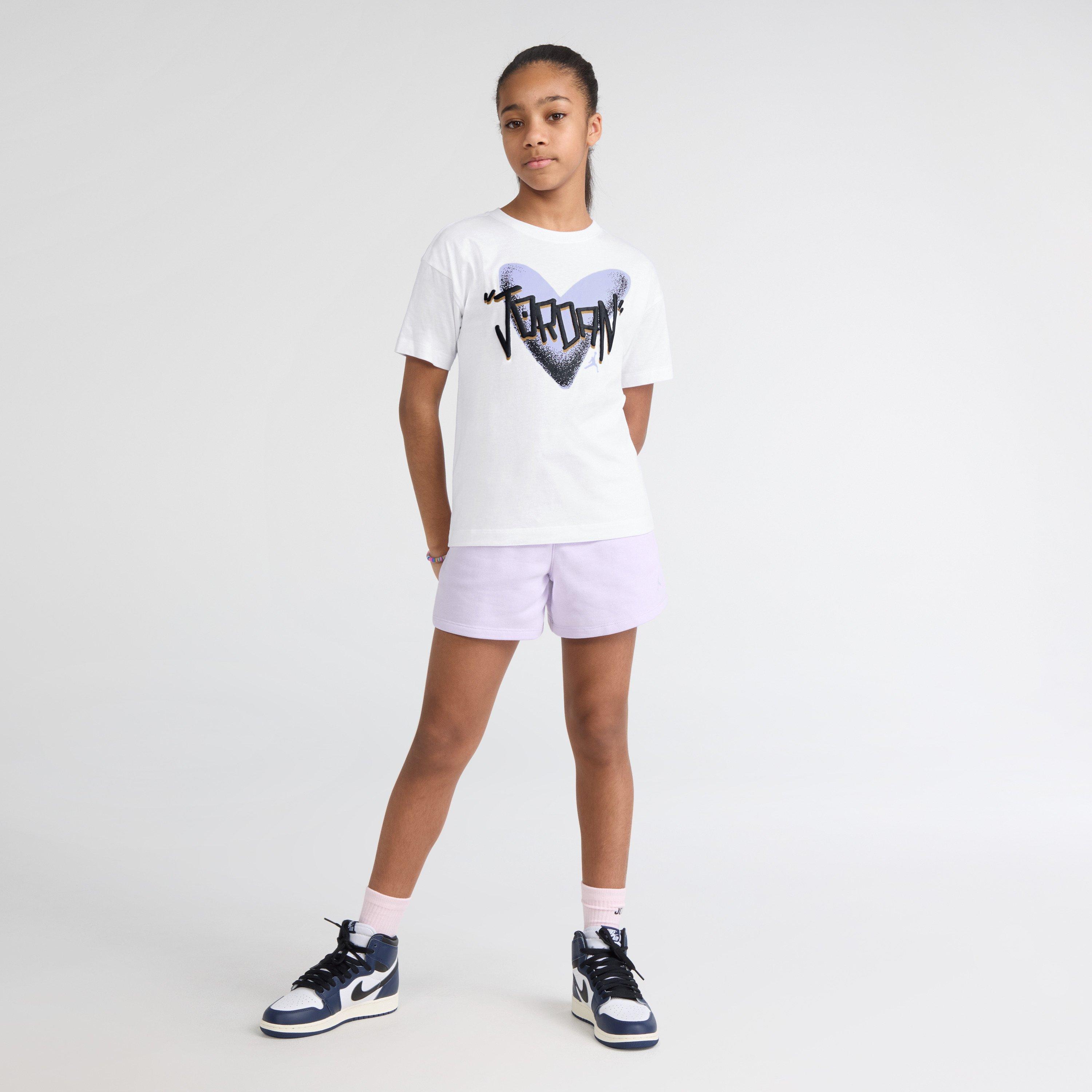 Jordan Big Girls' Purple Heart Tee - WHITE/PURPLE Thumbnail View 5