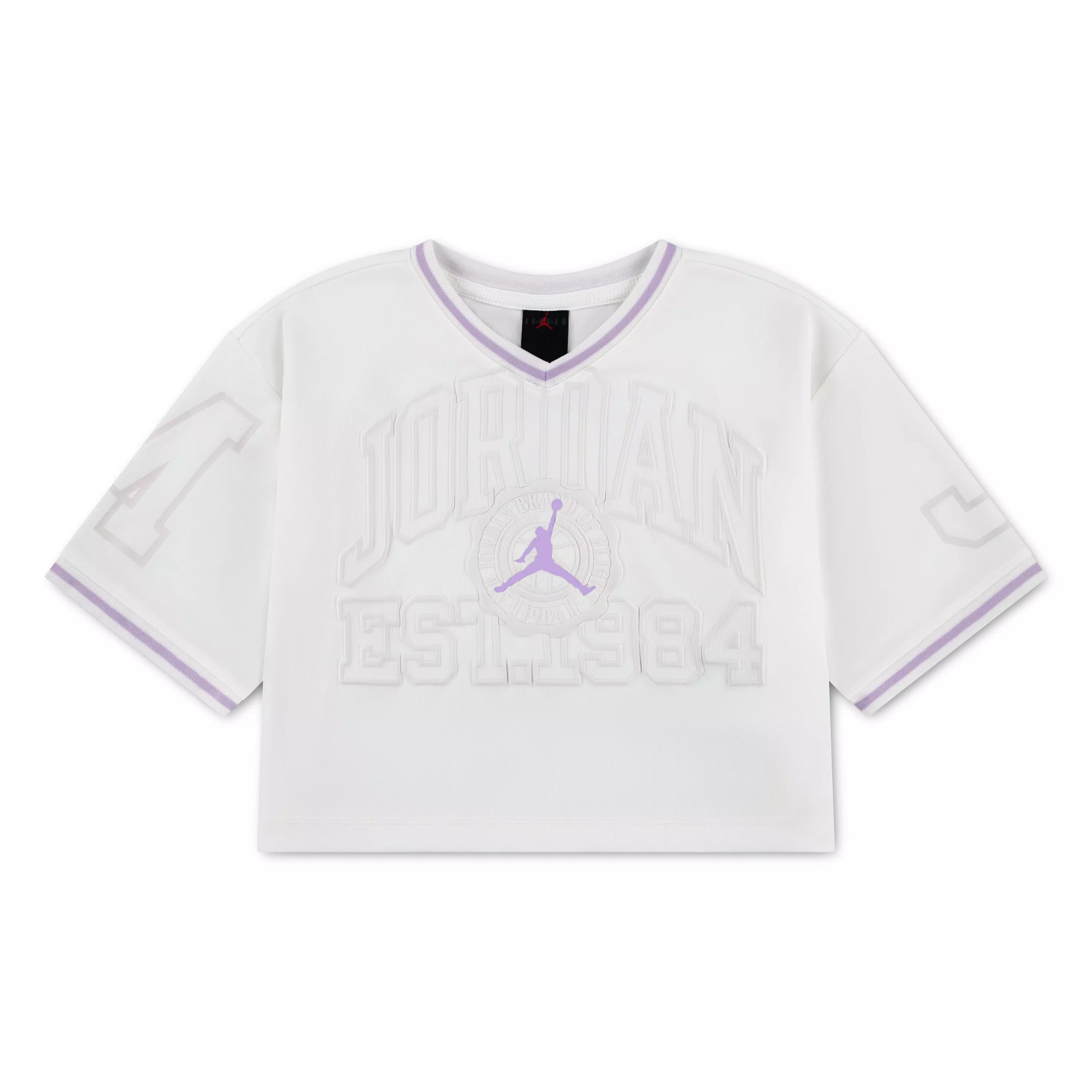 Jordan Big Girls' Dear Diary Cropped Jersey - WHITE/PURPLE