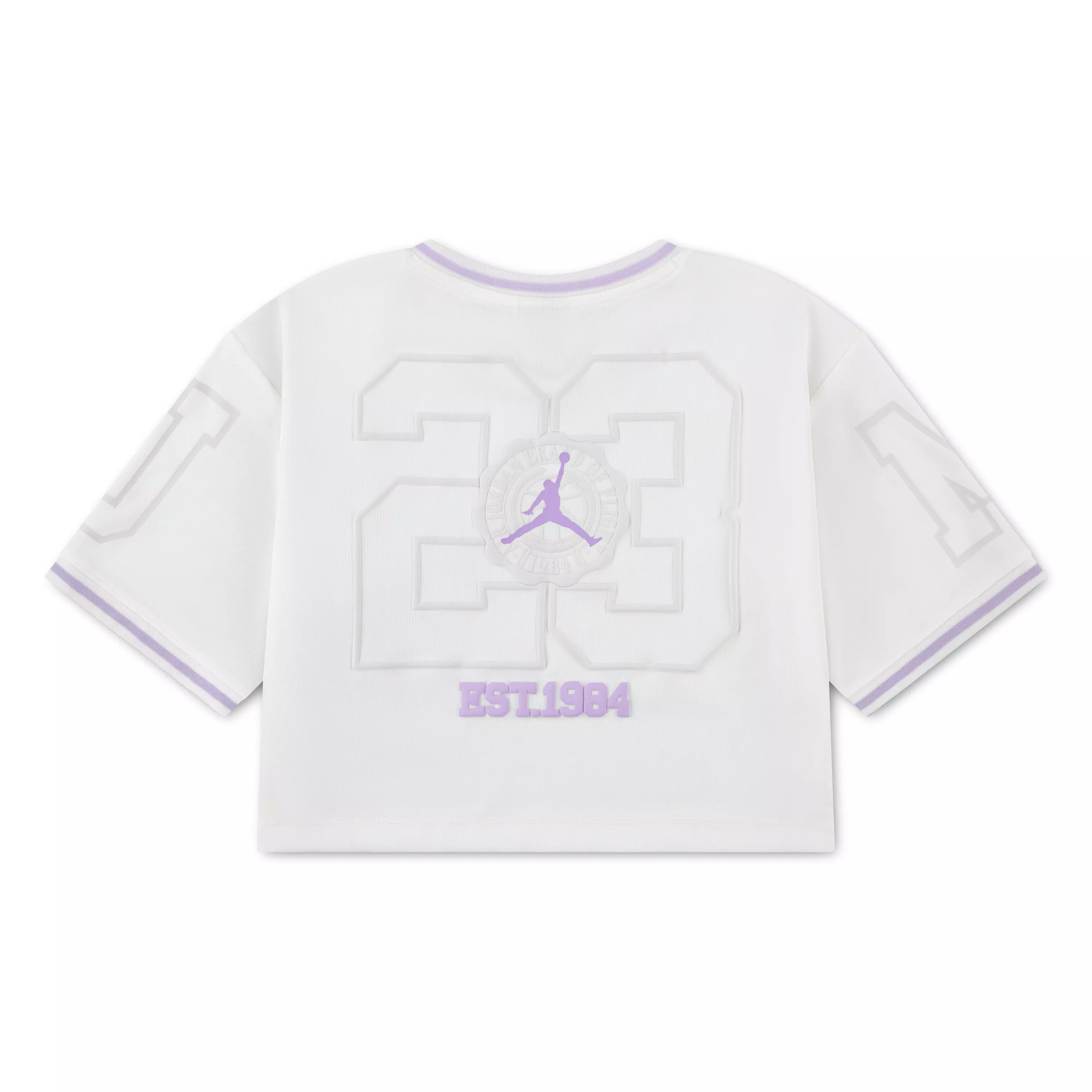 Jordan Big Girls' Dear Diary Cropped Jersey - WHITE/PURPLE