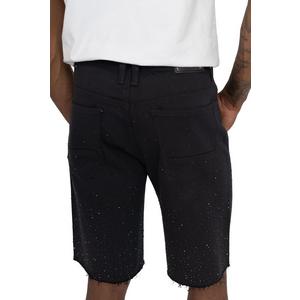 BLACK RAW JEWELED SHORT - BLACK