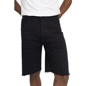 BLACK RAW JEWELED SHORT - BLACK