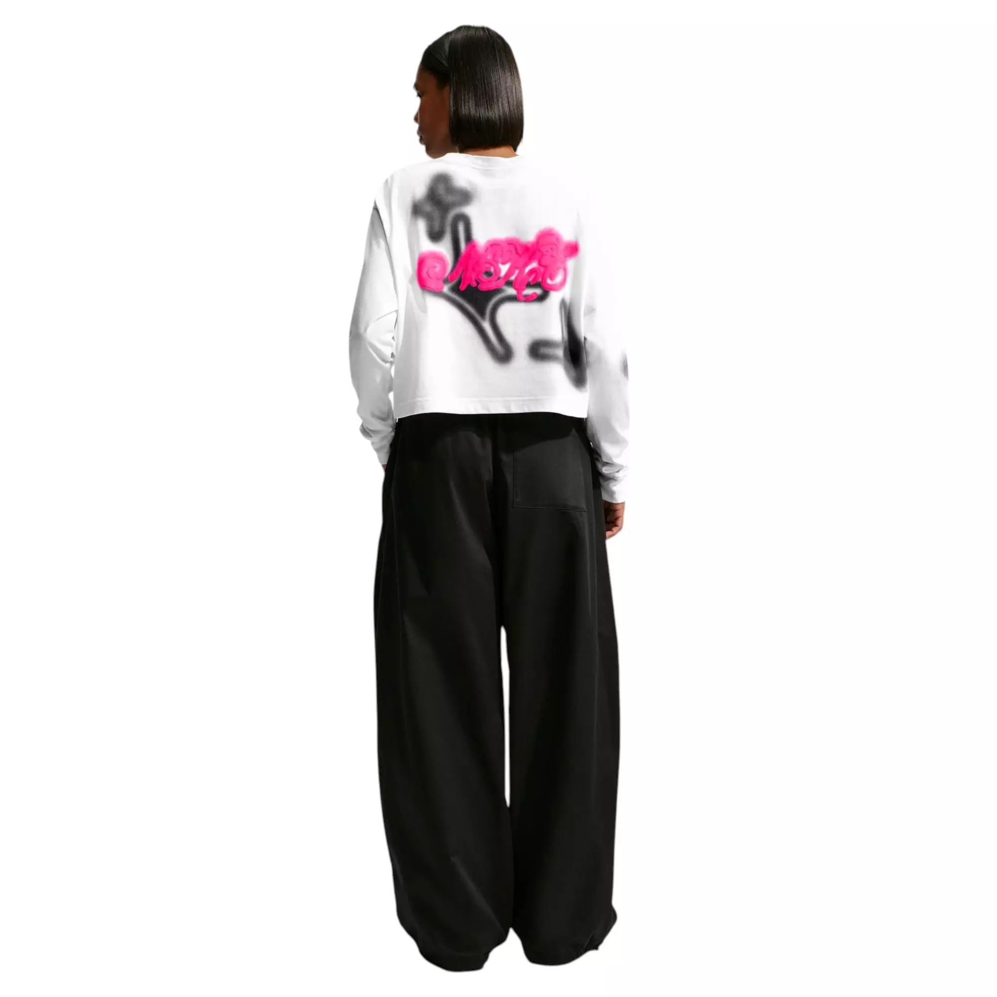 HO26 NIKE LS HYPER PINK TEE - WHITE/PINK