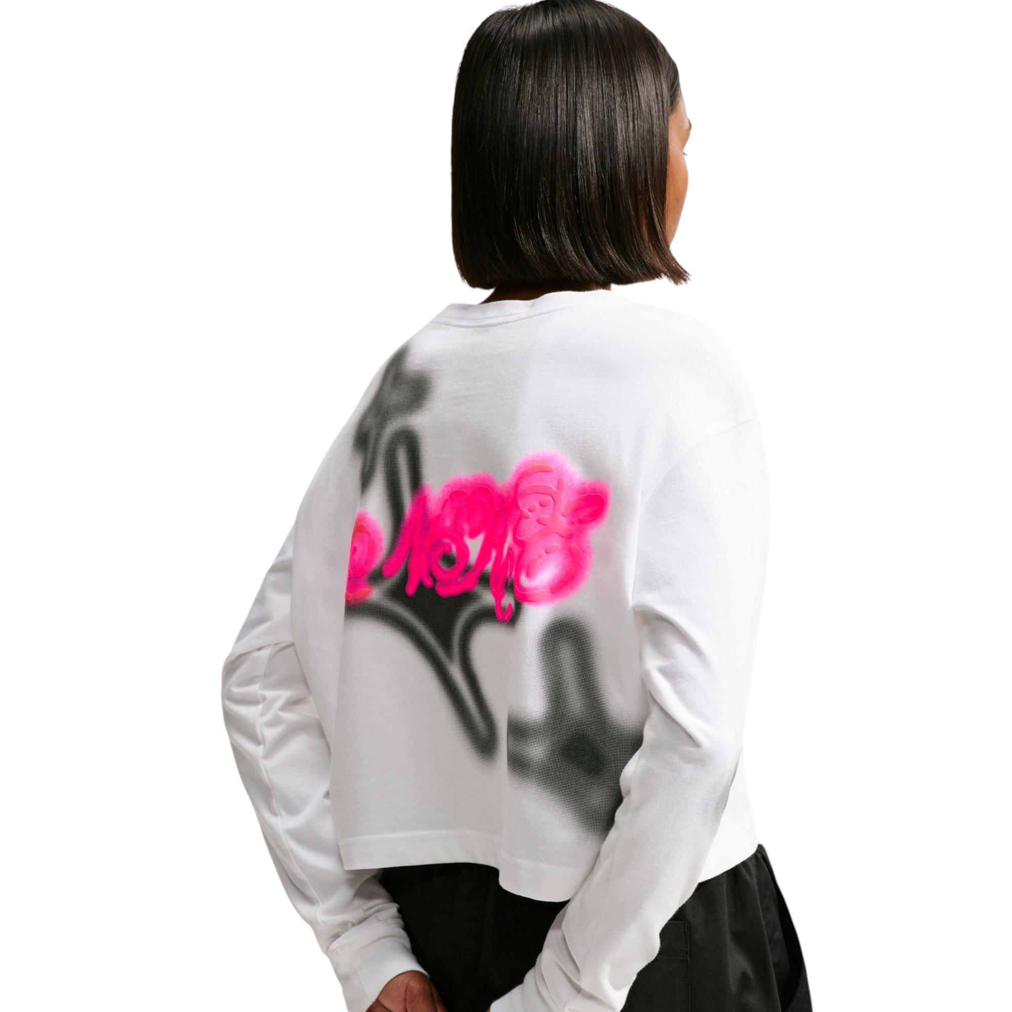 HO26 NIKE LS HYPER PINK TEE - WHITE/PINK