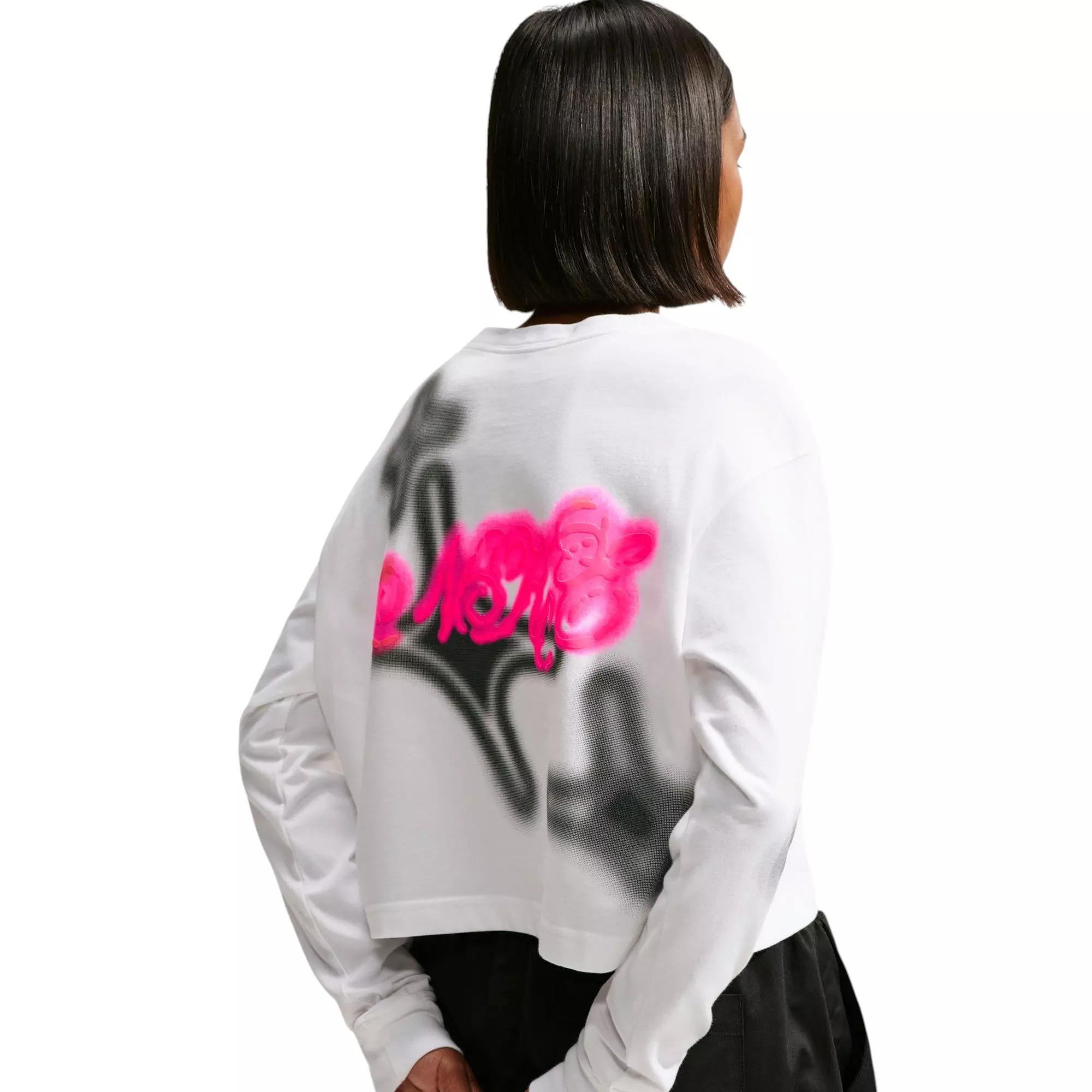 HO26 NIKE LS HYPER PINK TEE - WHITE/PINK