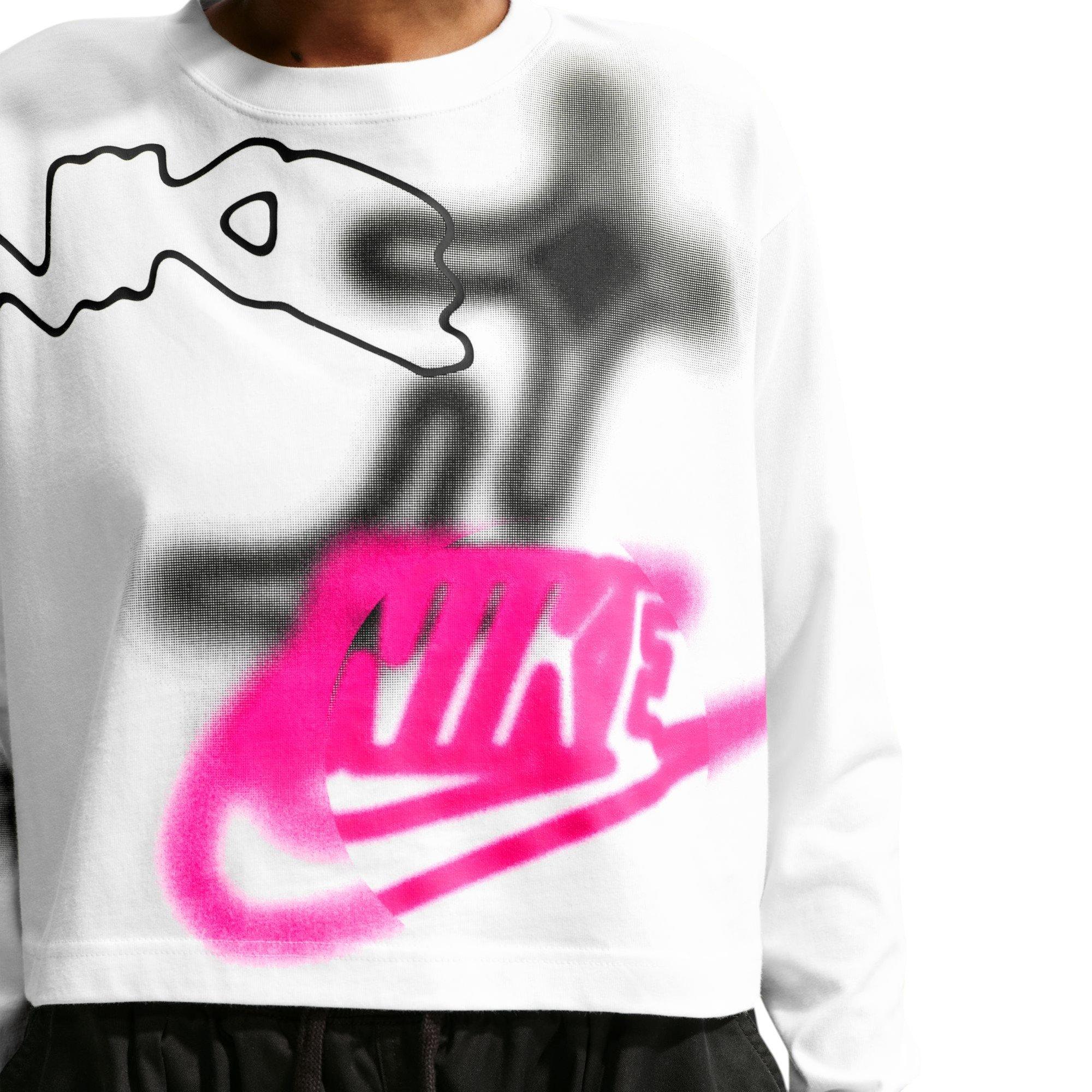 HO26 NIKE LS HYPER PINK TEE - WHITE/PINK